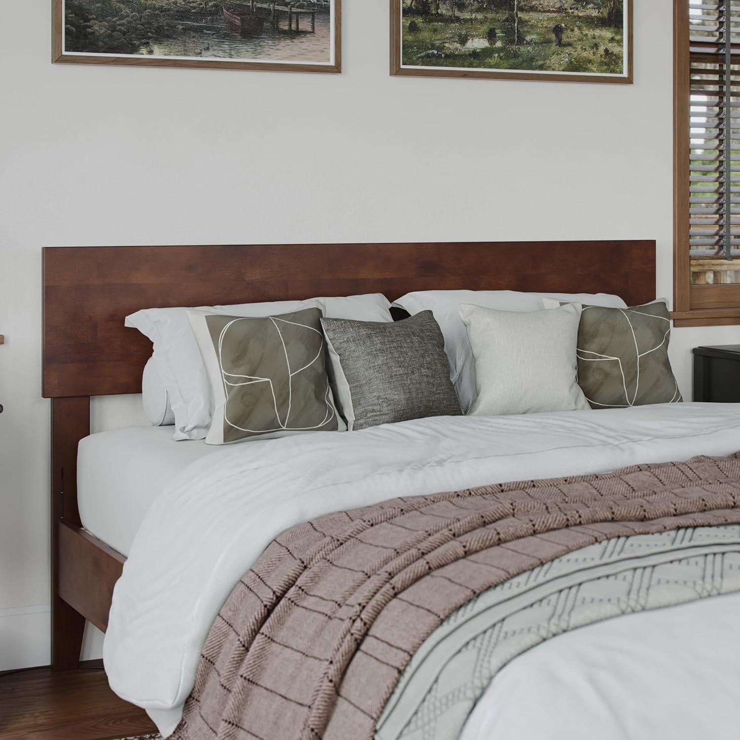 AFI Aria Queen Modern Solid Wood Low Profile Platform Bed, Walnut