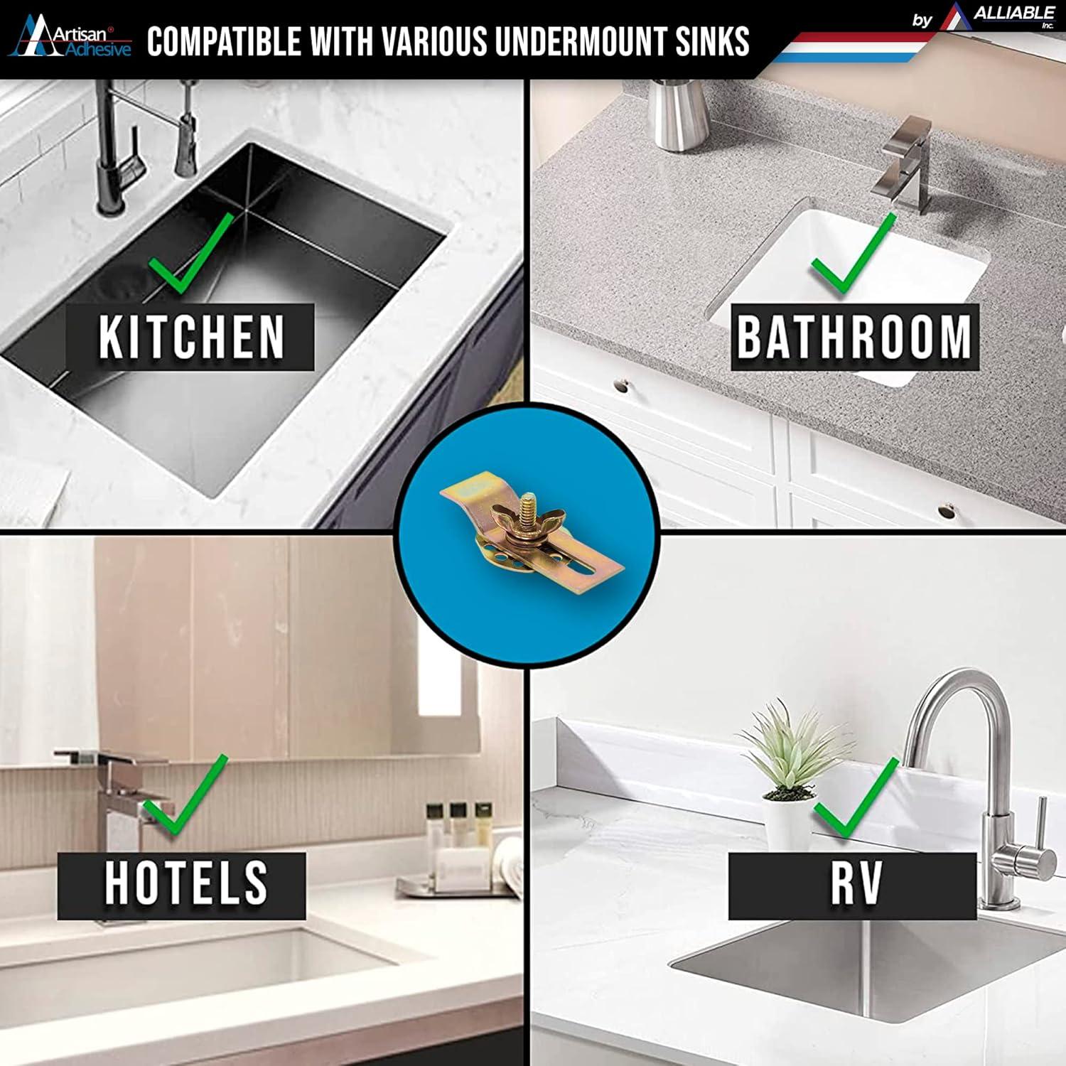 PREMIUM Sink Clips-10 Pack Kit, Undermount Sink Clips, Sink Brackets, Bathroom Sink Clips, Kitchen Sink Clips, Epoxy Sink Clips, Sink Clip, Heavy Duty Sink Clips