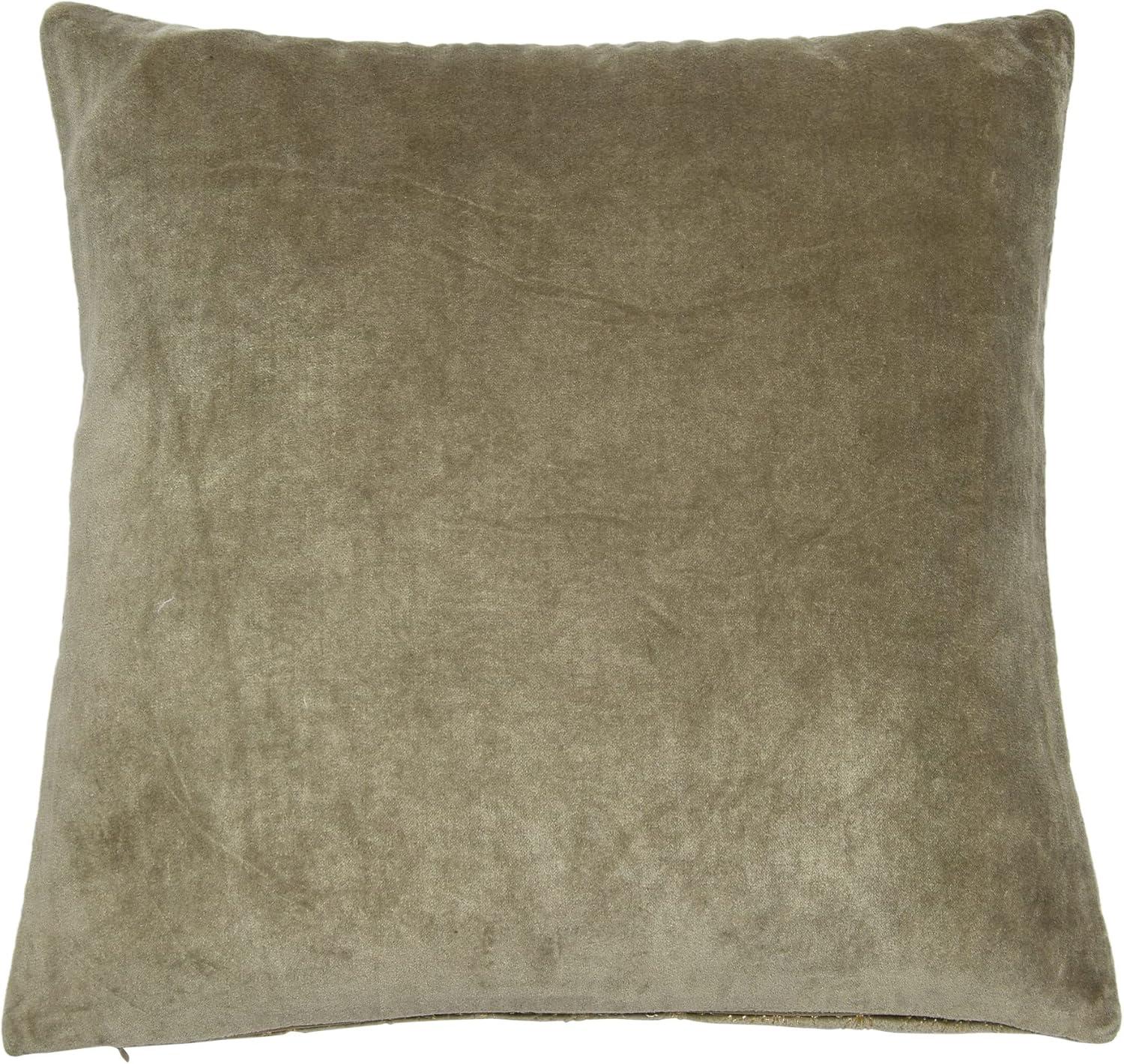 Creative Co-Op Cotton Velvet Embroidered Pillow with Gold Metallic Thread