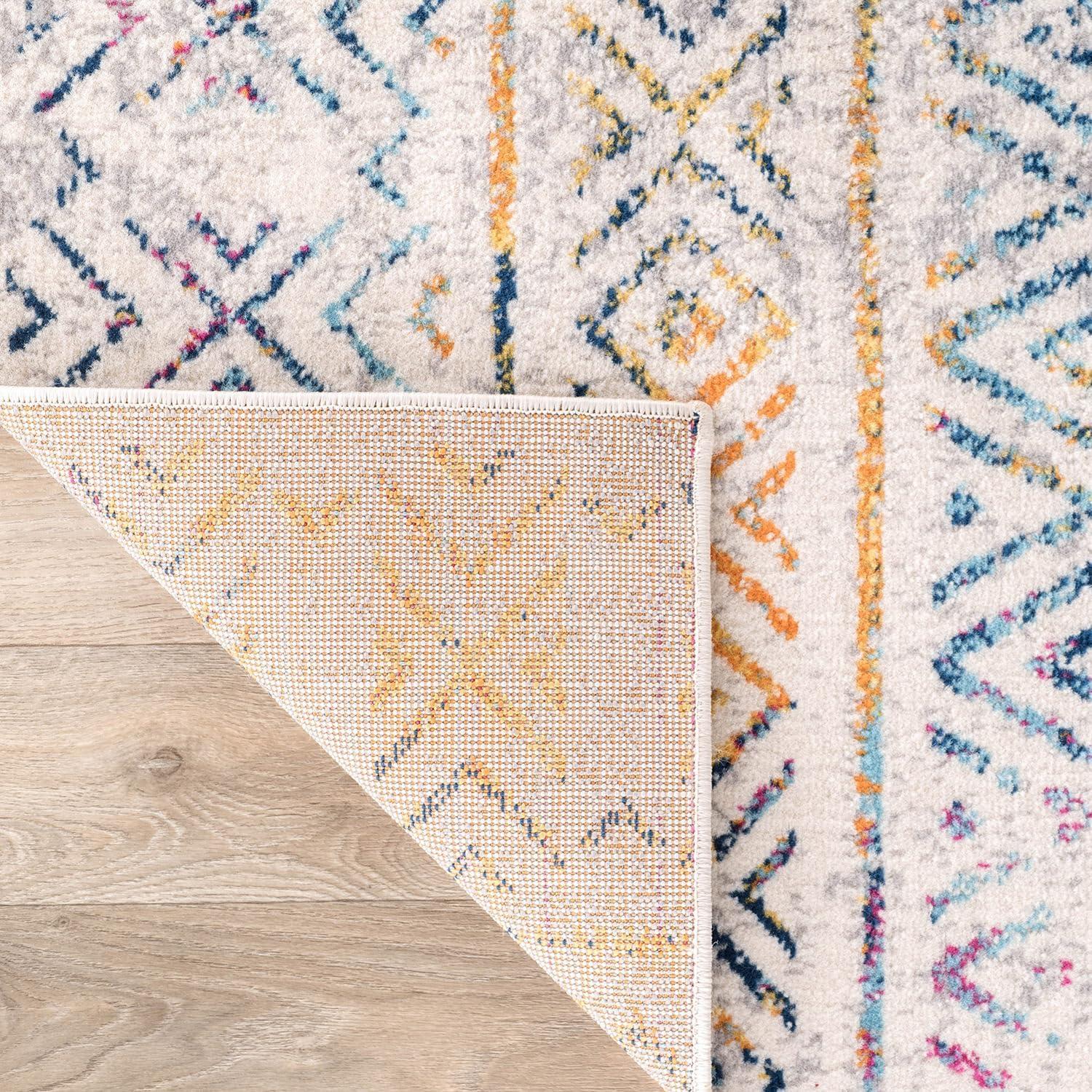 World Rug Gallery Geometric Distressed Bohemian Multicolored 2' x 7' Runner Rug