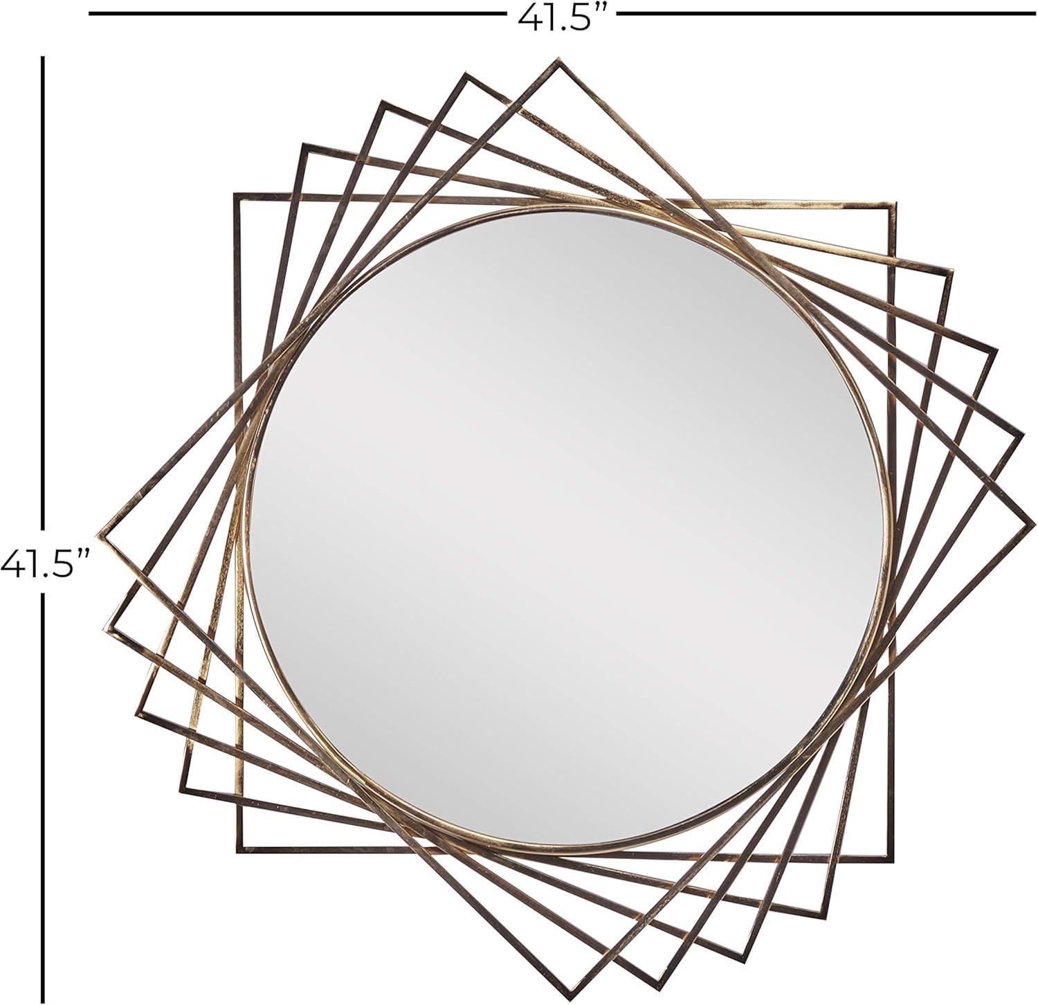 Large Round Gold Metal Wall Mirror