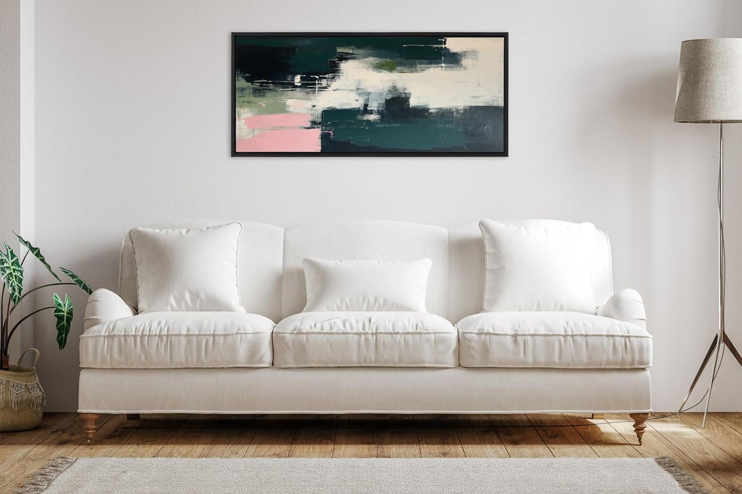 Kate & Laurel All Things Decor 18"x40" Sylvie Emerald Blush Framed Canvas by Amy Lighthall Black