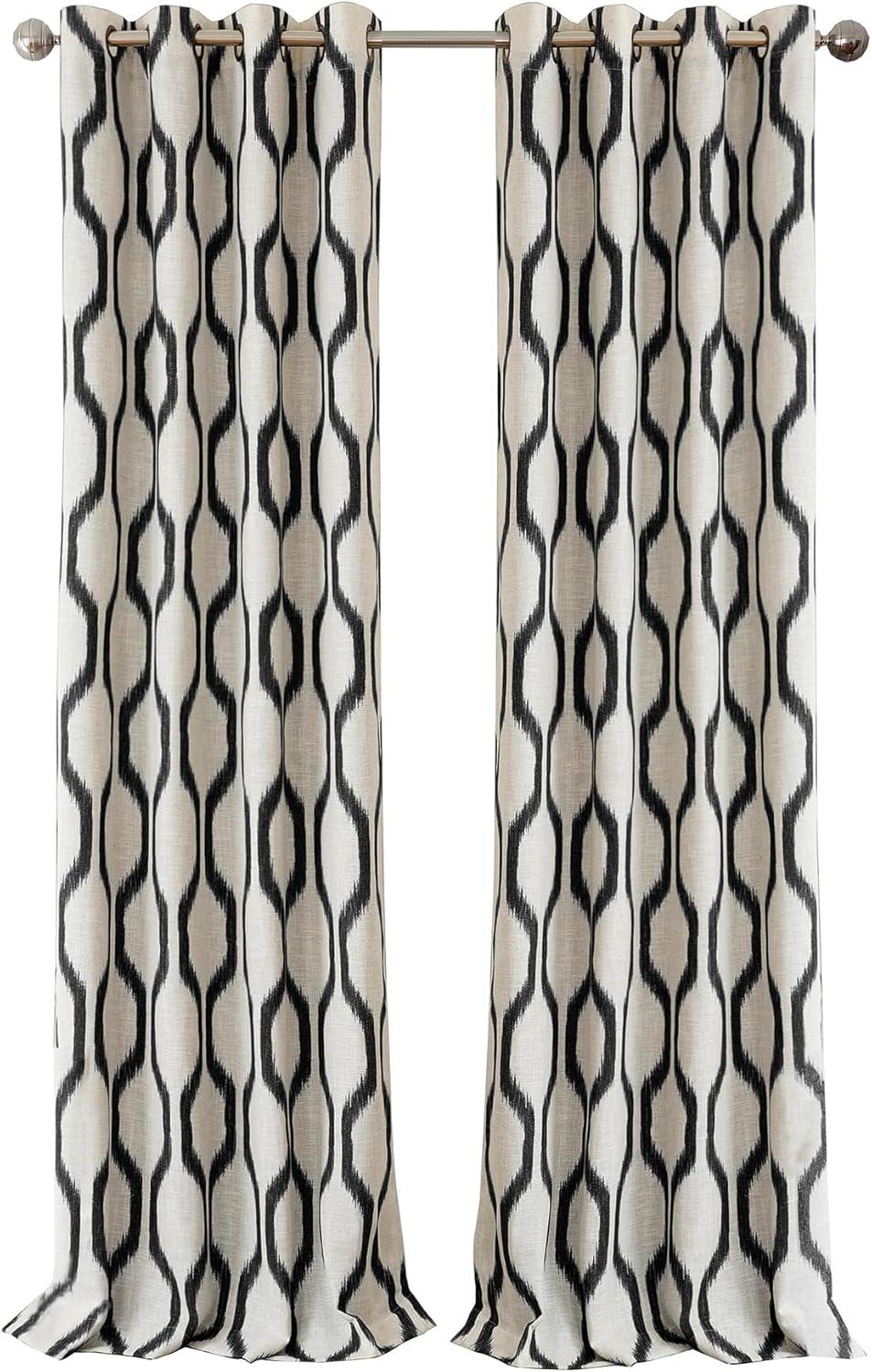 Elrene Renzo Ikat Geometric Linen Room Darkening Single Window Curtain Panel - Elrene Home Fashions