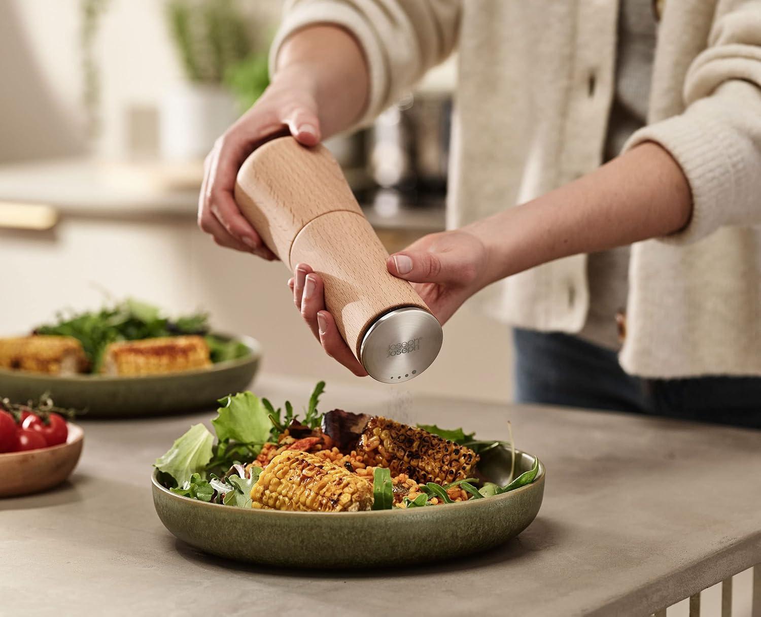 Joseph Joseph Joseph Joseph Milltop No-spill Beechwood Salt Mill