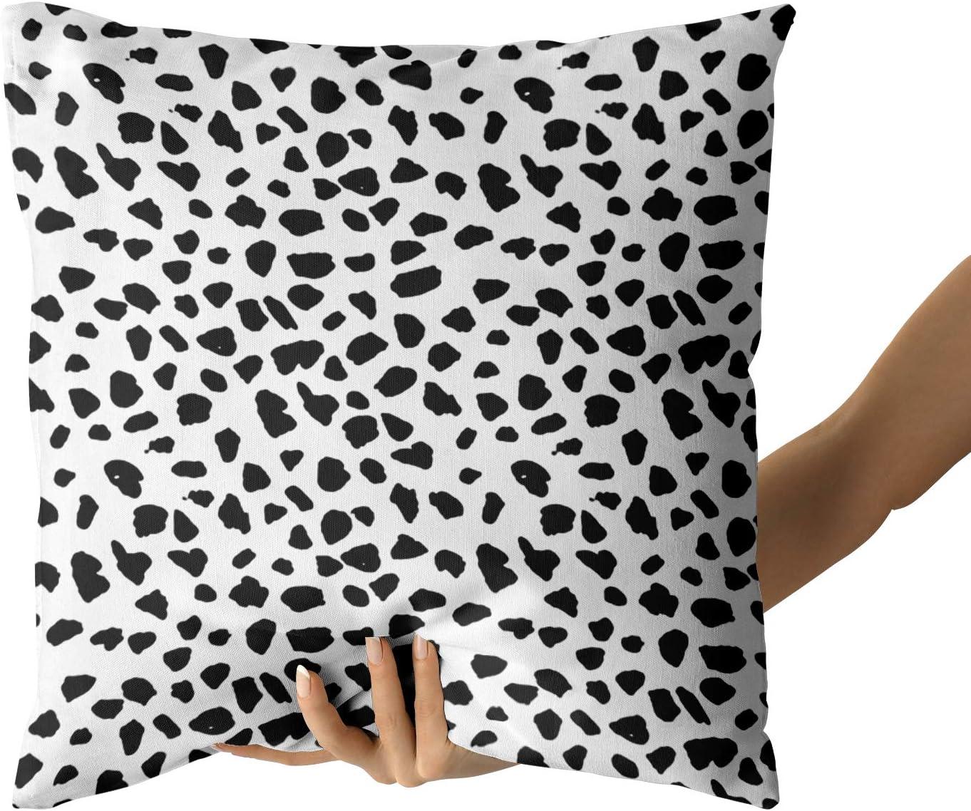 Black and White Dalmatian Polka Dot Cotton-Polyester Euro Pillow Covers