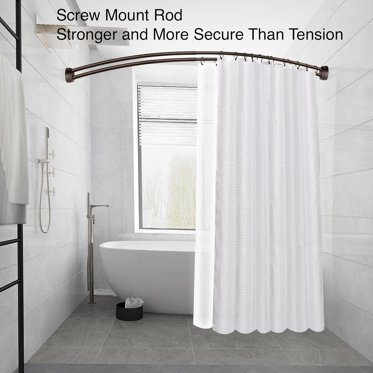 Bronze Wall Mounted Double Curved Aluminum Shower Rod