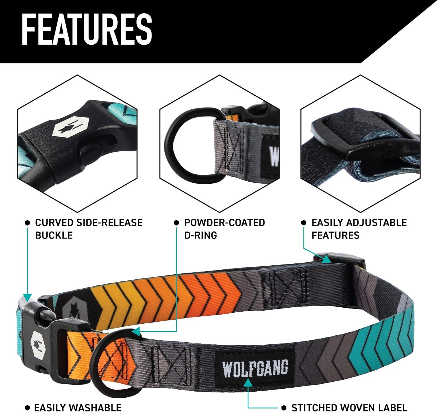 Wolfgang 8093076 18 in. Multi Color Chev Tech Polyester Dog Adjustable Collar, Medium