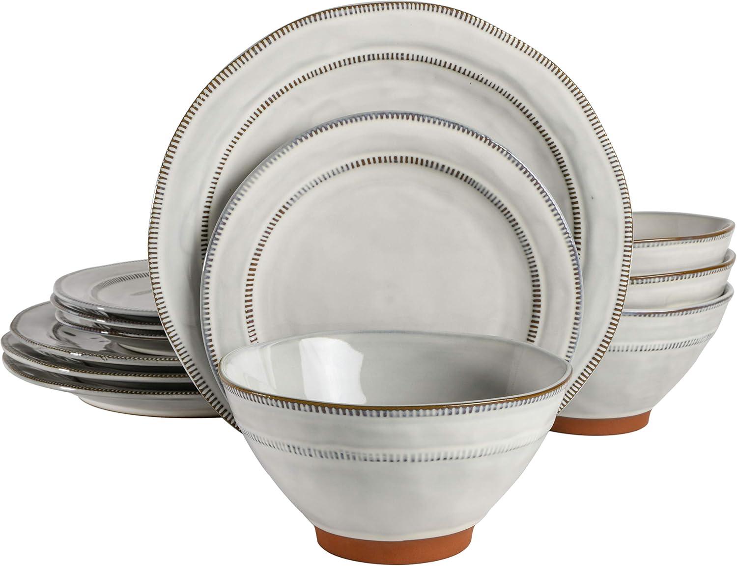ECLANK 12 Piece Stoneware Dinnerware Set - Service for 4