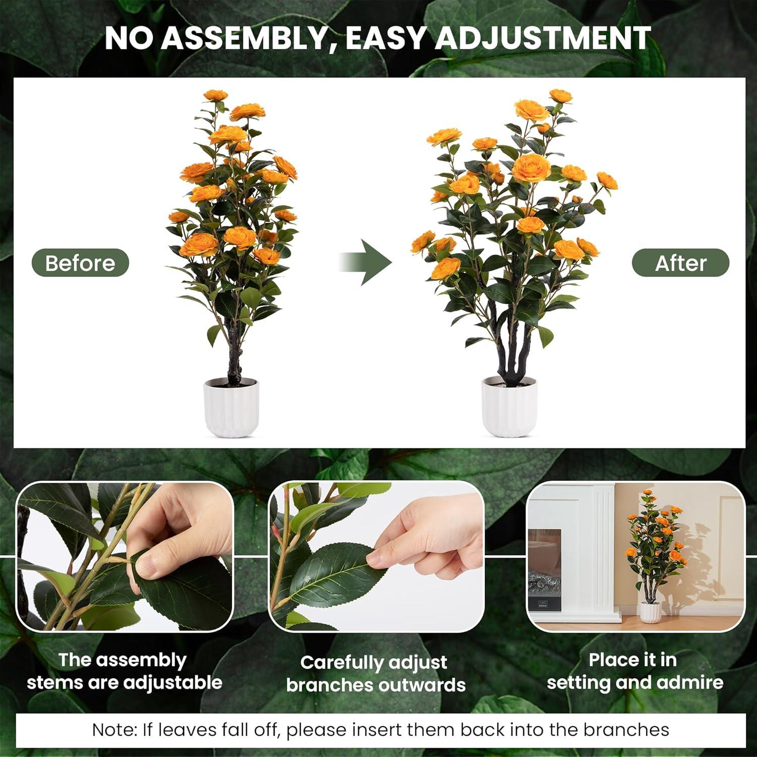 Primrue Primrue 38'' Artificial Camellia Tree Faux Floral Plant Fake Tree For Decoration White