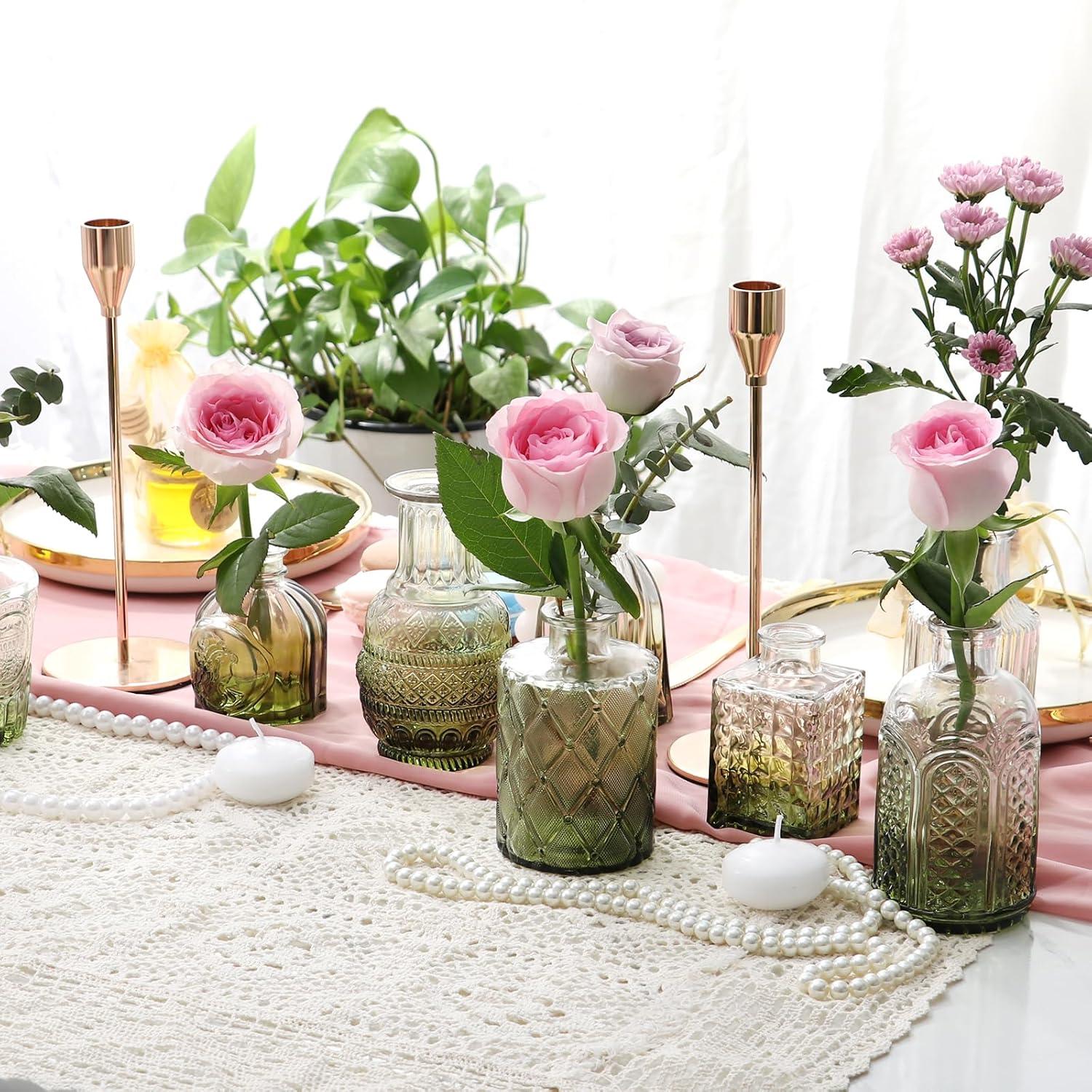Bud Vases Set of 12, Small Glass Vases for Centerpieces, Small Flower Vases for Centerpieces, Vintage Mini Vase, Clear Bud Vase for Wedding Table Decor