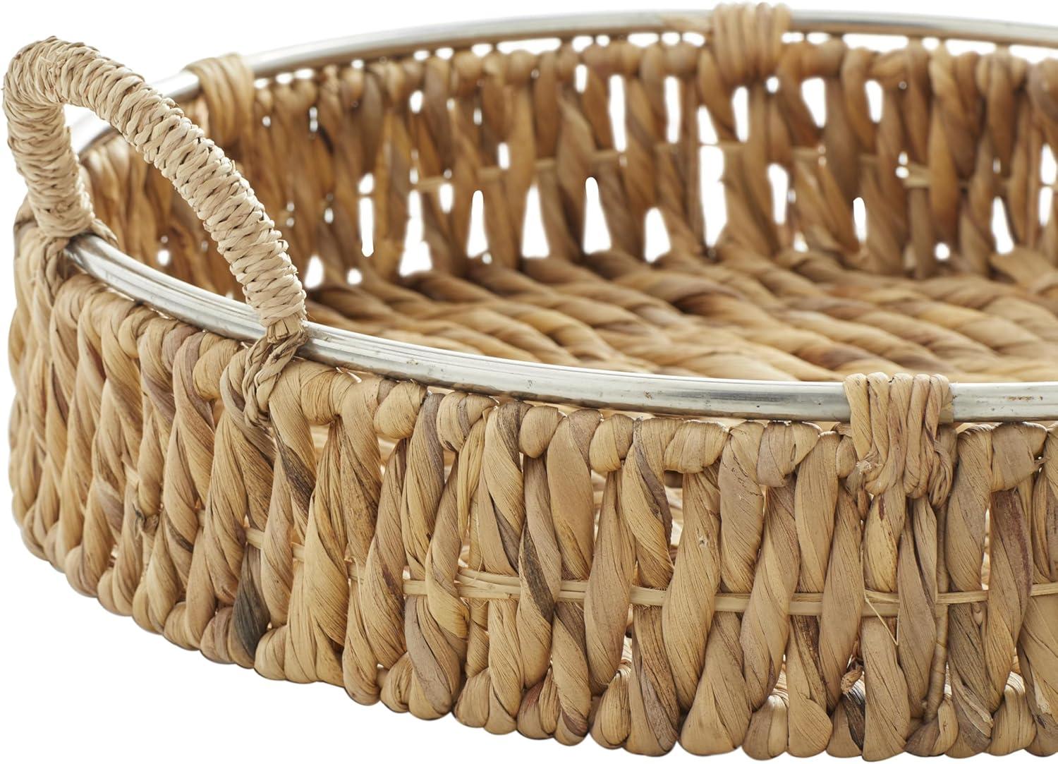 Handmade Coastal Wicker Basket With Handles - Set of 2