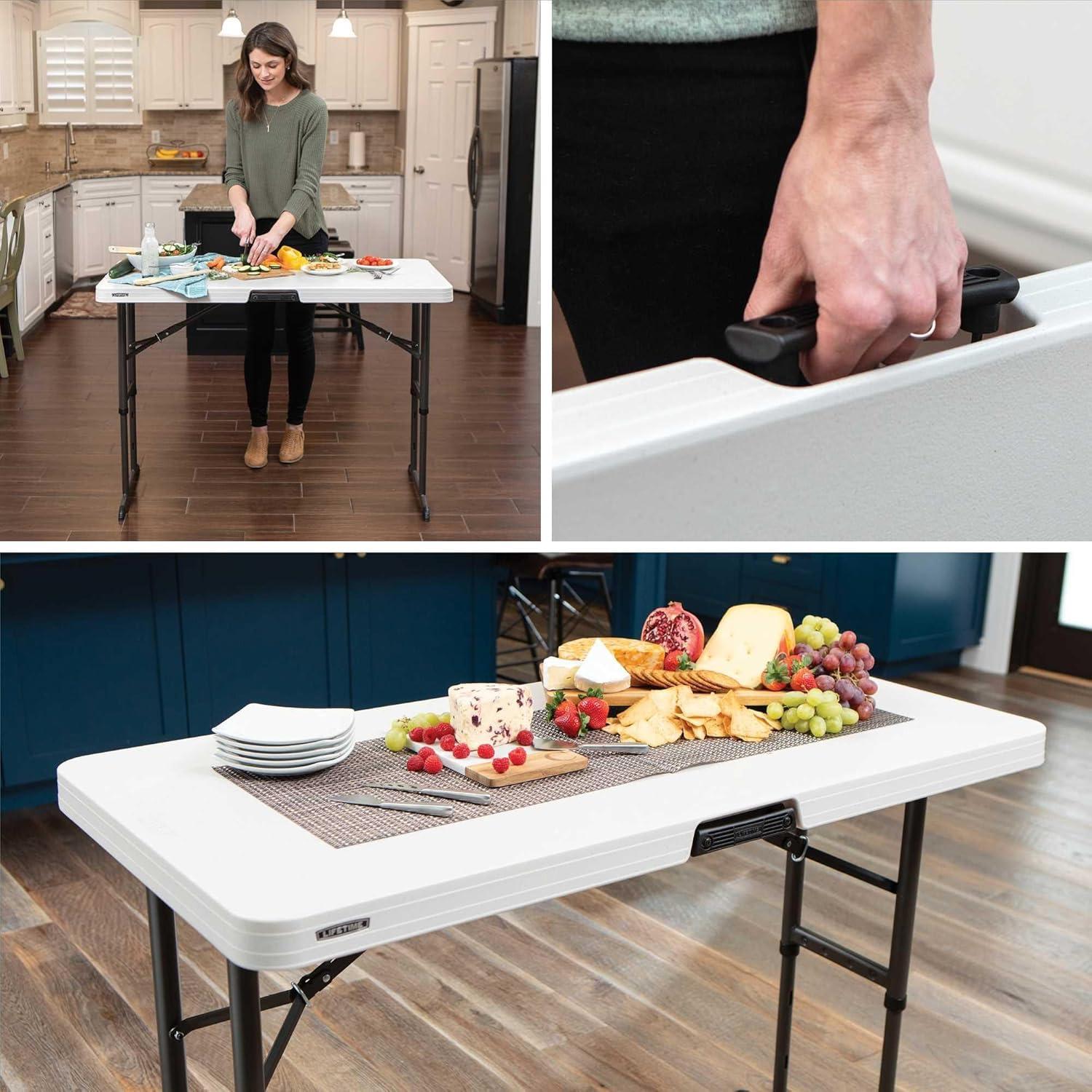 Lifetime 4 Foot Rectangle Folding Table Indoor/Outdoor Commercial Grade, Almond (80387)