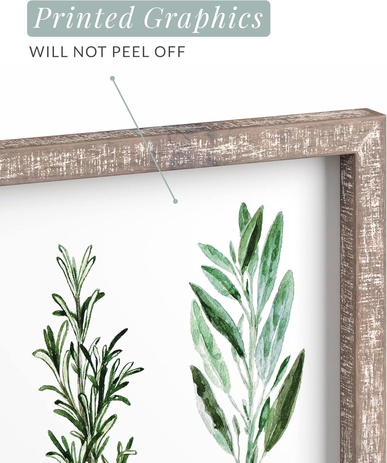 Barnyard Designs Kitchen Herbs and Spices Wall Art Decor Botanical Print Sign Rustic Country Farmhouse Wood Plaque Framed Home Wall Decor 12" x 16" (Herbs B / 1 Sign)