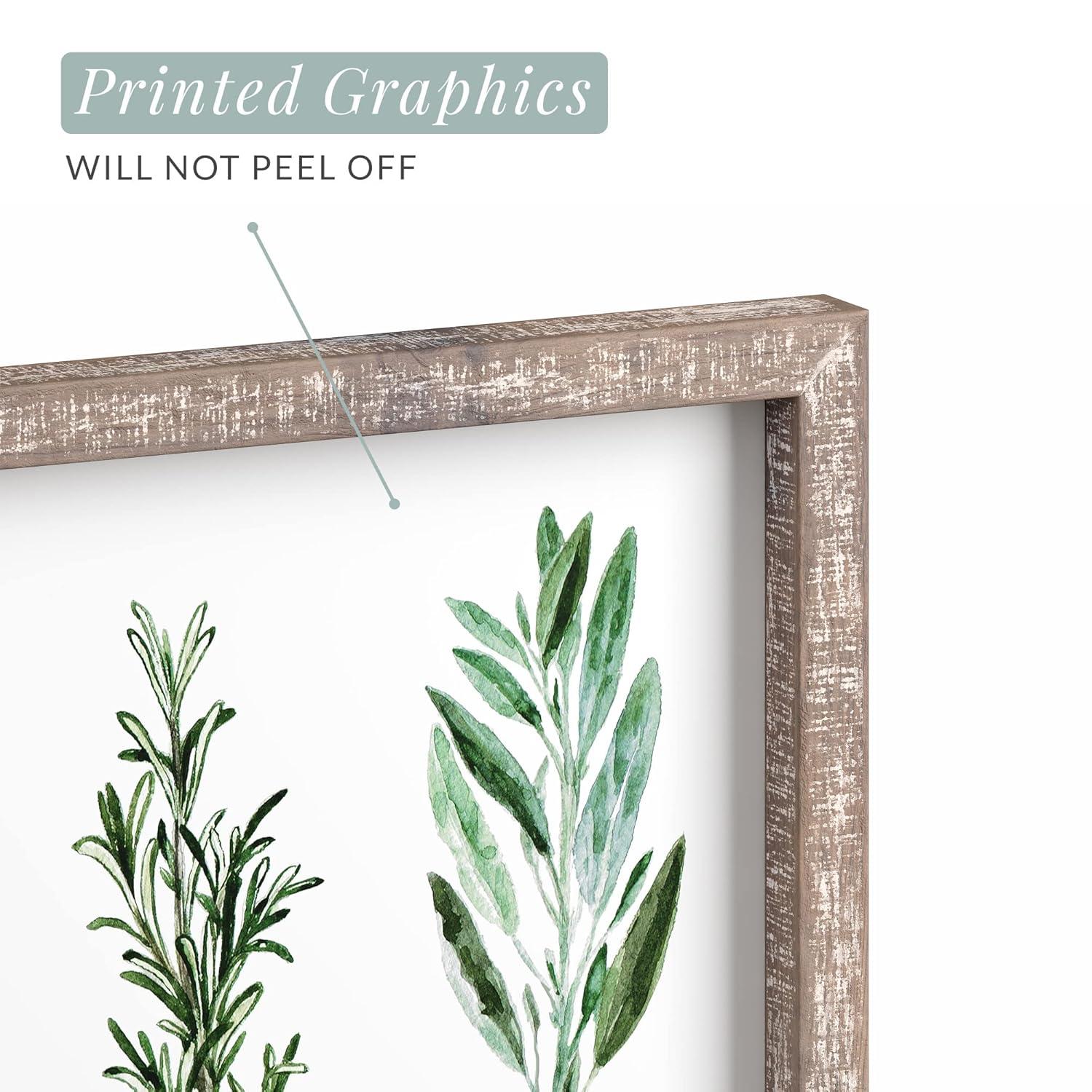 Barnyard Designs Kitchen Herbs and Spices Wall Art Decor Botanical Print Sign Rustic Country Farmhouse Wood Plaque Framed Home Wall Decor 12" x 16" (Herbs B / 1 Sign)