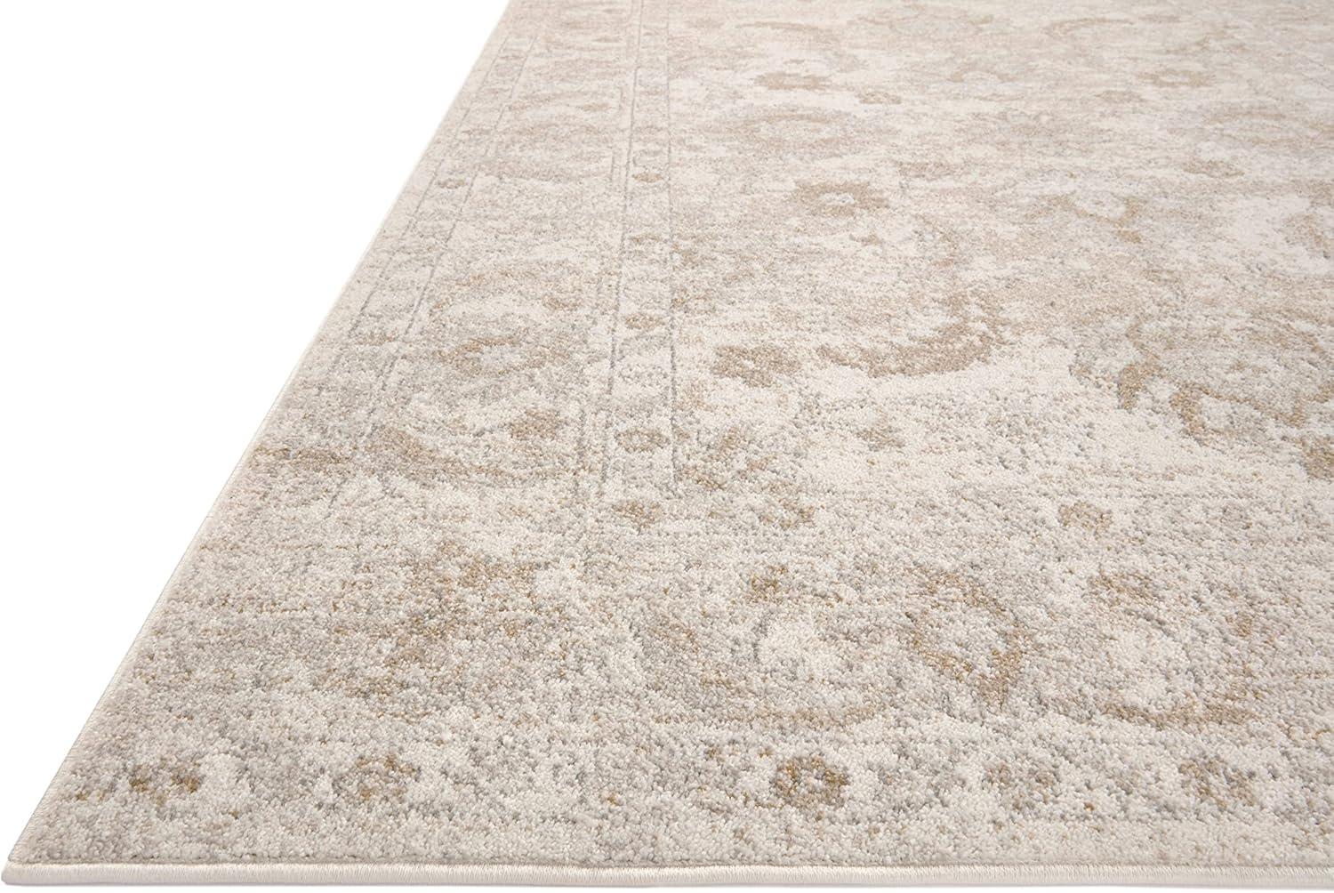 Ivory and Beige Round Polyester Accent Rug, 5'-3"