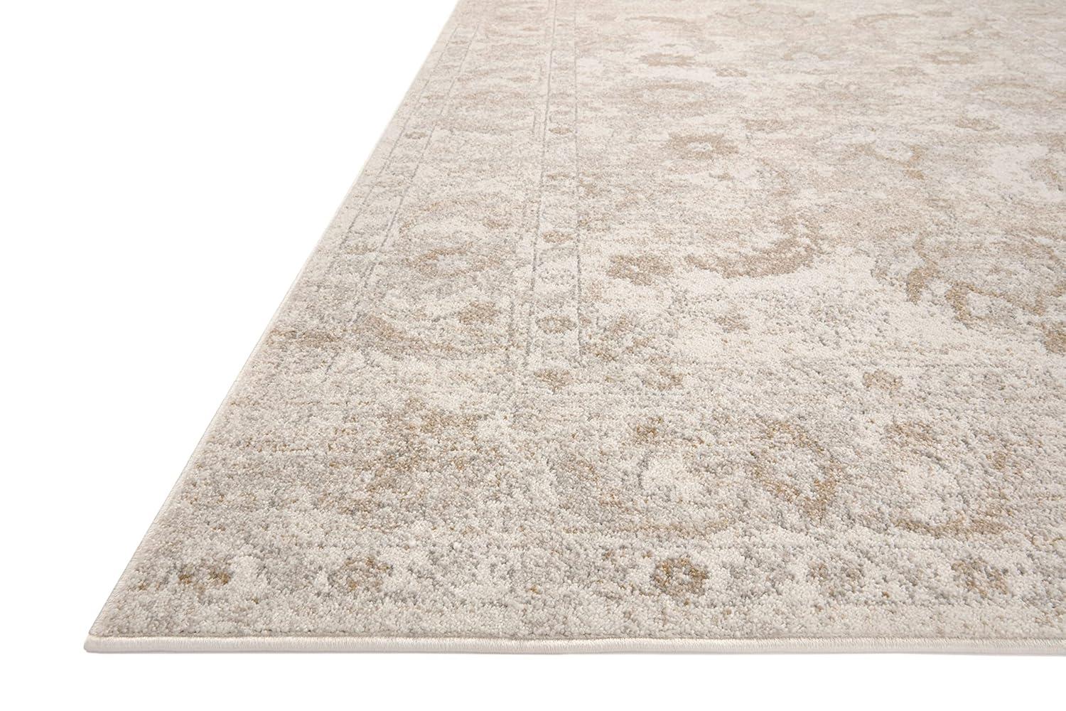 Ivory and Beige Round Polyester Accent Rug, 5'-3"