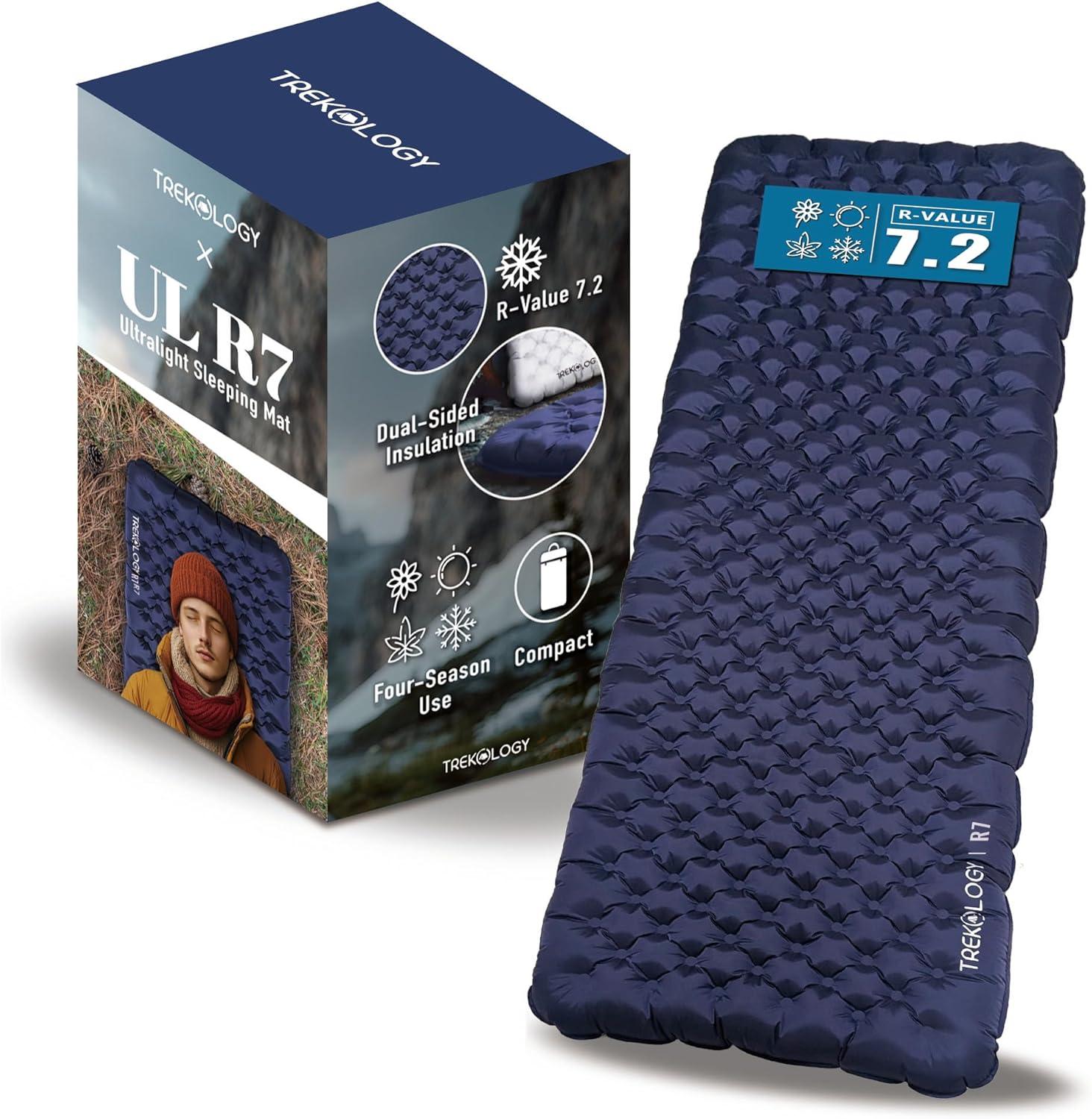 TREKOLOGY UL R7 Camping Sleeping Pad – 4" Thick, Ultra-Light, All-Season Mat