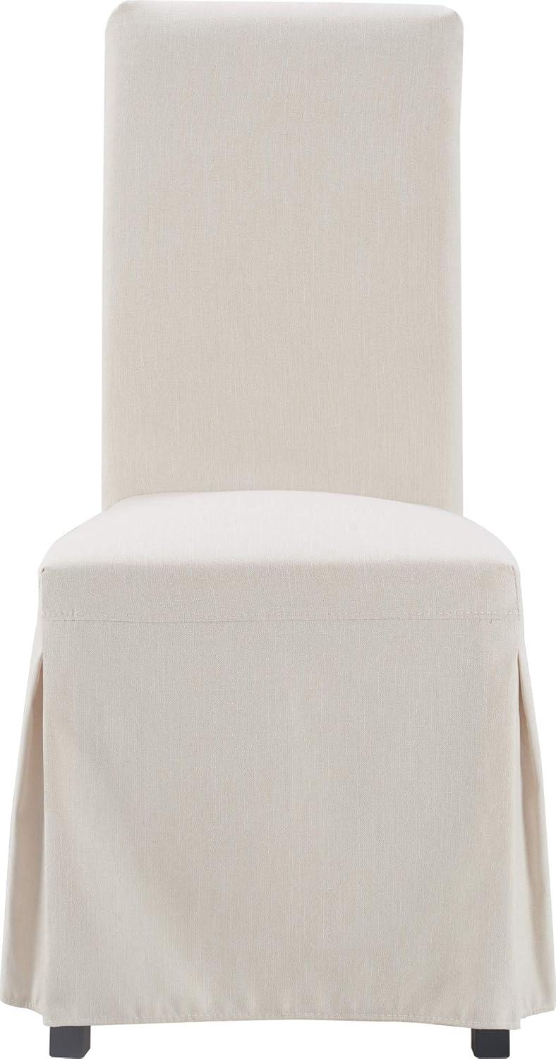 Elegant Ivory Linen Upholstered Parsons Side Chair Set of 2