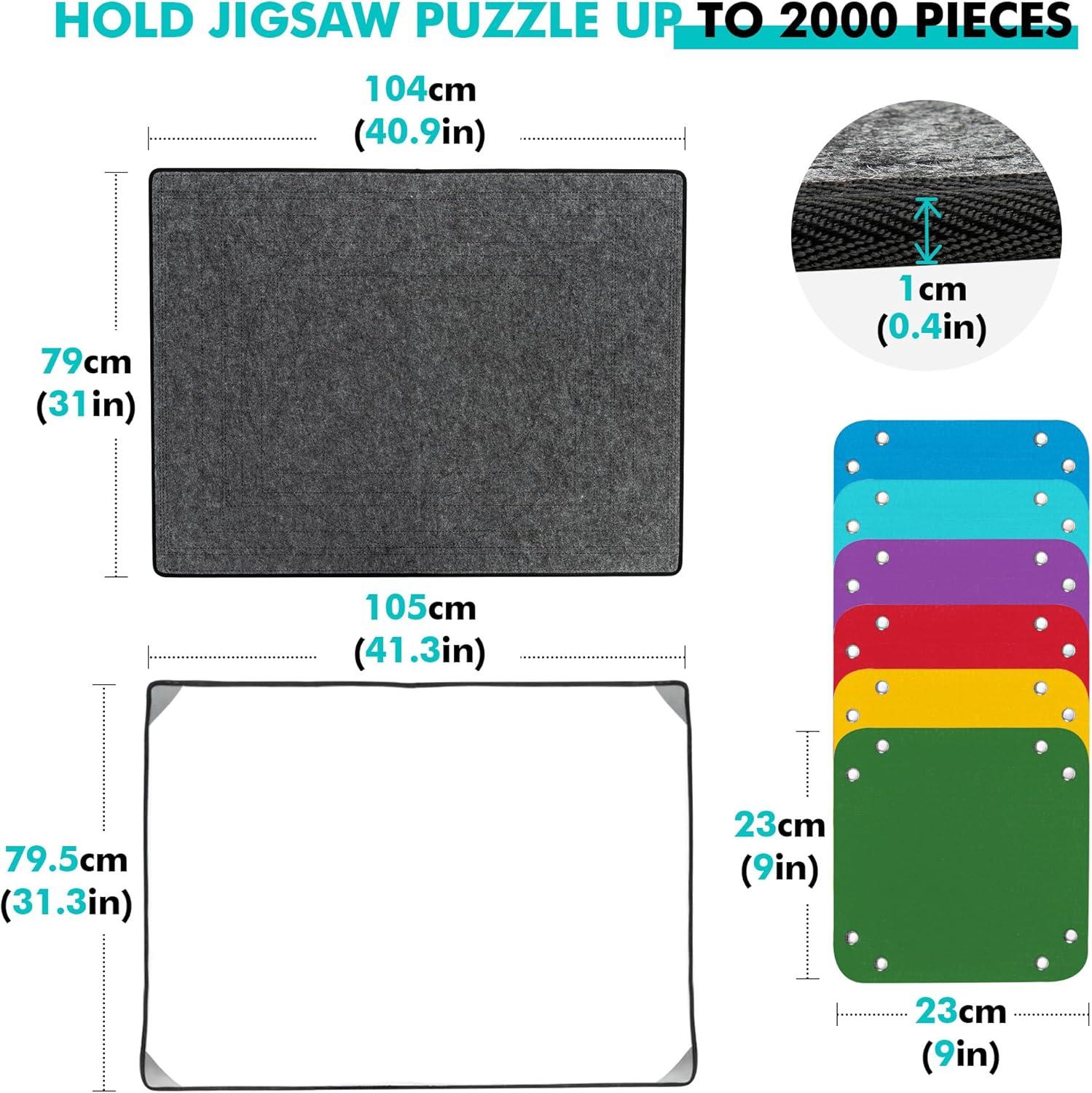 Becko US Jigsaw Puzzle Board Portable Puzzle Mat for Puzzles Storage Saver, Non-Slip Surface, Sturdy and Movable, Up to 1000 Pieces (Blue/Black)