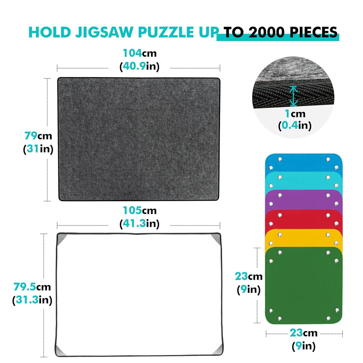 Becko US Jigsaw Puzzle Board Portable Puzzle Mat for Puzzles Storage Saver, Non-Slip Surface, Sturdy and Movable, Up to 1000 Pieces (Blue/Black)