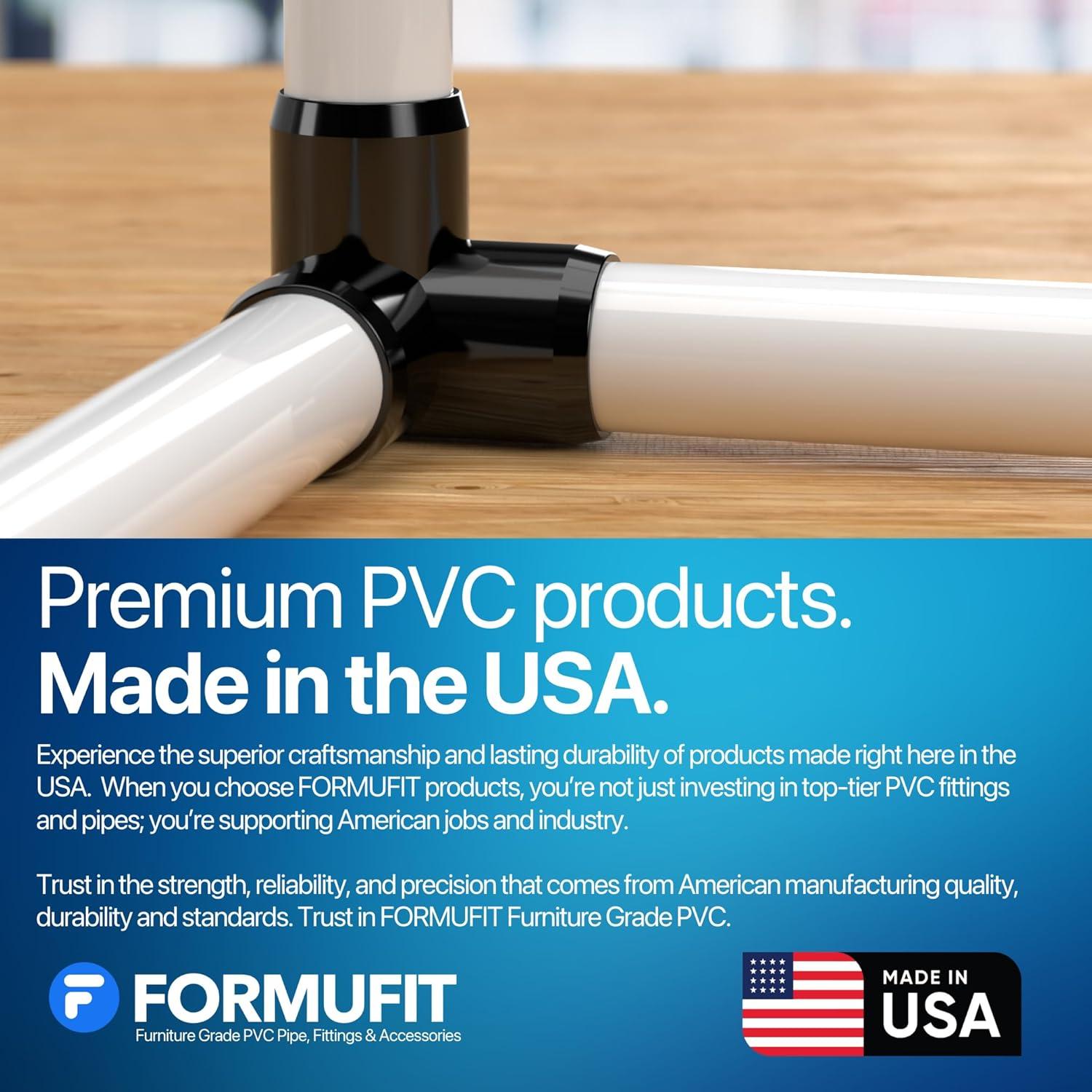 FORMUFIT 1/2" 3-Way Elbow Furniture Grade PVC Fitting in White, Made In USA, UV-Resistant, Impact-Proof, 0.840" Actual Socket Diameter (10-Pack) - F0123WE-WH-10