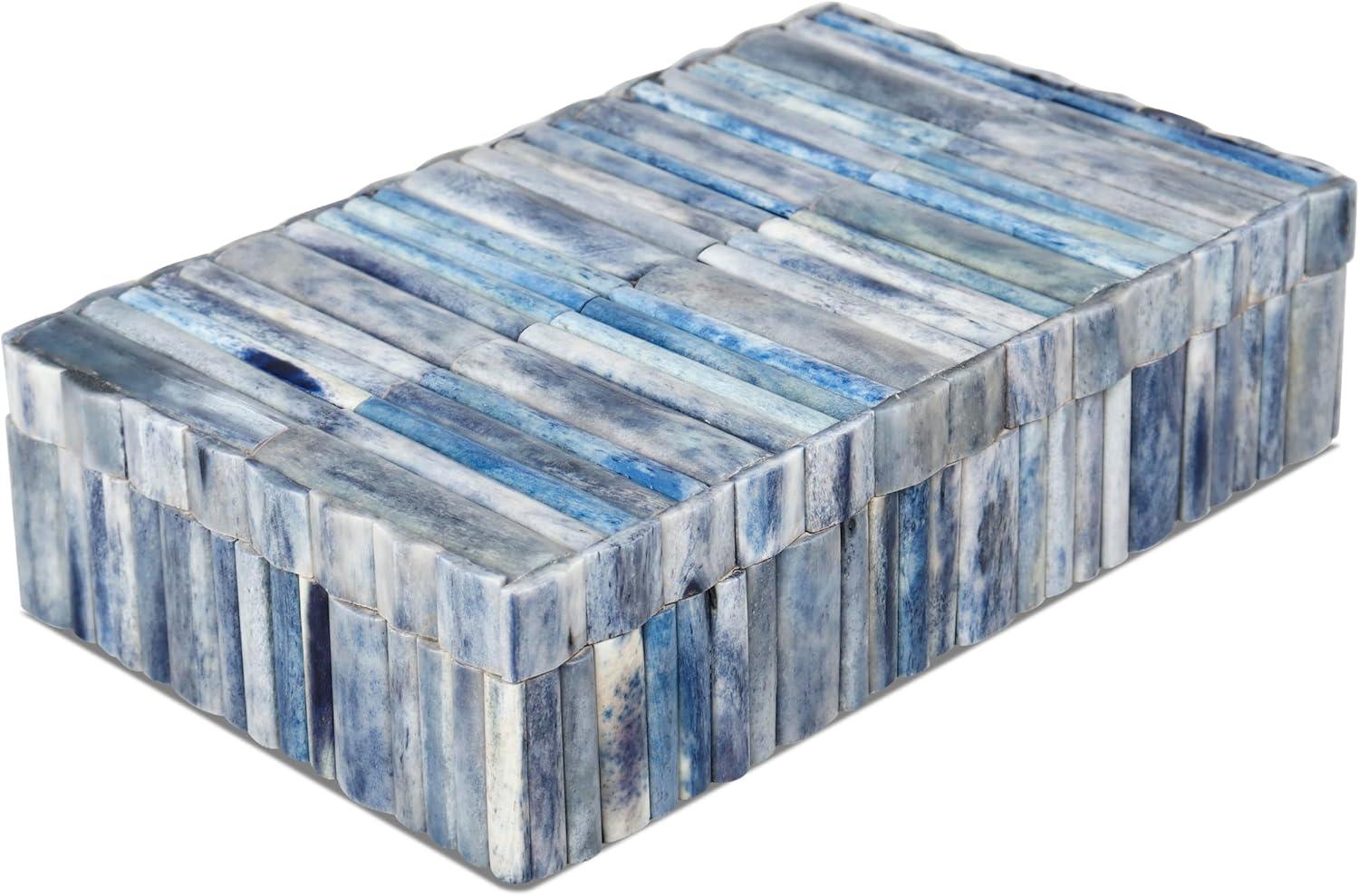 Handicrafts Home Decorative Box - Handmade Jewelry Organizer Box with Lid - Keepsake Box for Home Decor, Jewelry, Accessories, Collectibles - Modern Wooden Storage Box - Ocean, 8X6X1.5 inch