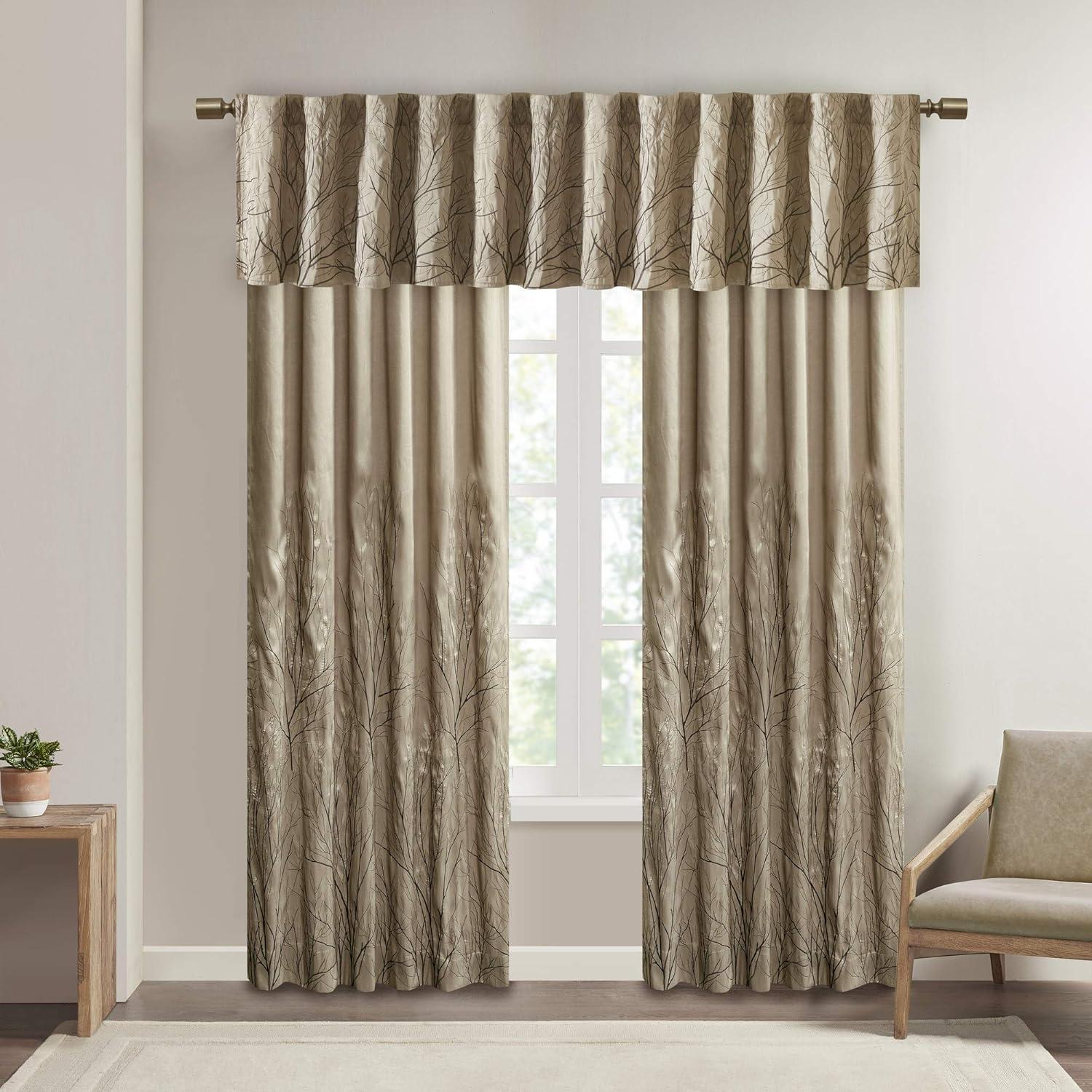 Andora Embroidered Branch Rod Pocket Single Curtain Panel