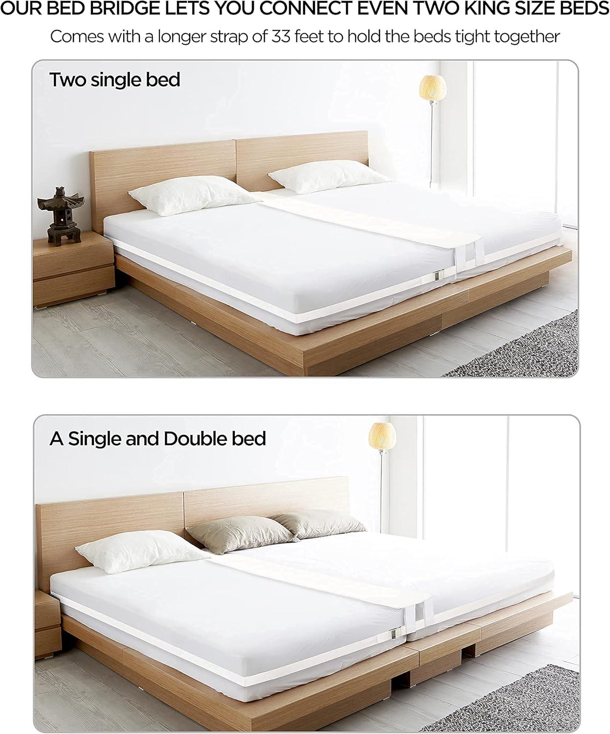 Flybold Bed Bridge Twin to King Bed Converter Kit - Bed Gap Filler for Split King Adjustable Beds - Twin Bed Connector to Make a King - 9" Wide Mattress Wedge Connector