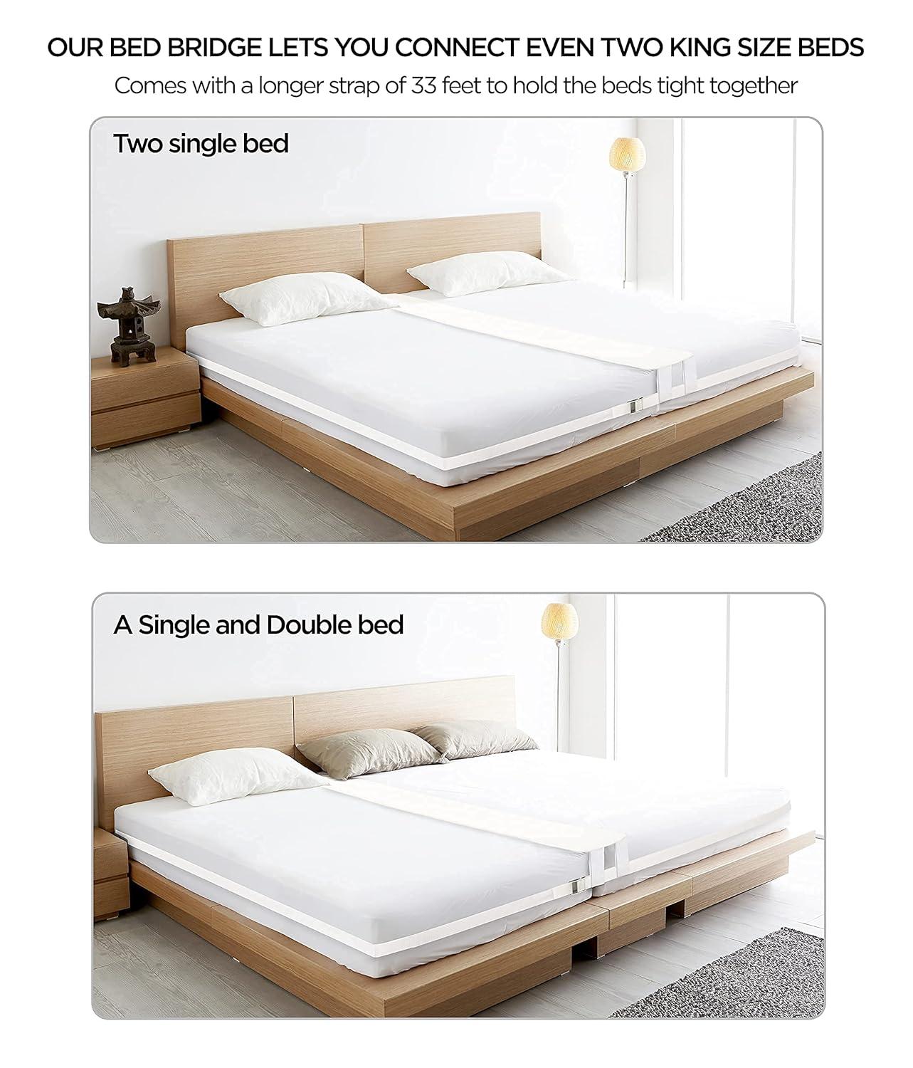Flybold Bed Bridge Twin to King Bed Converter Kit - Bed Gap Filler for Split King Adjustable Beds - Twin Bed Connector to Make a King - 9" Wide Mattress Wedge Connector