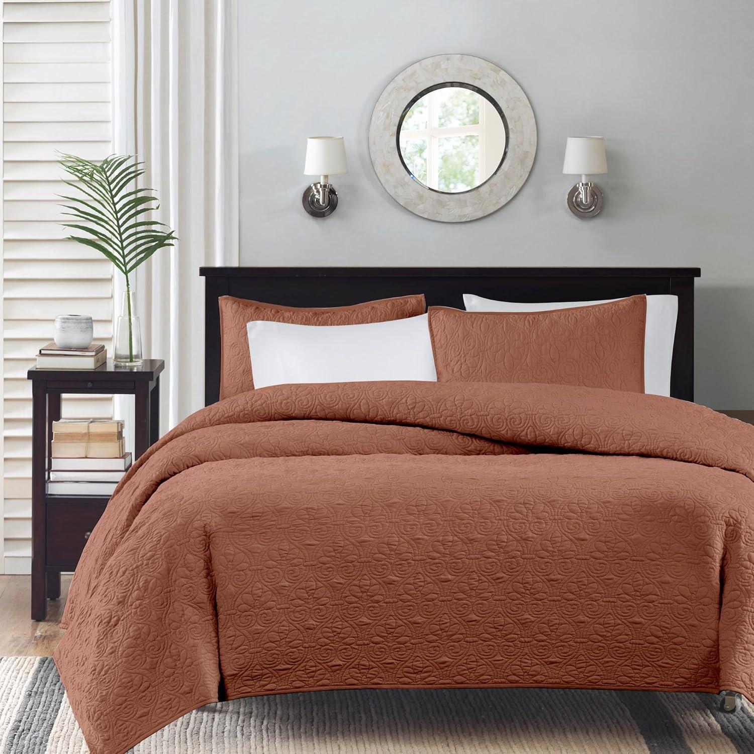 Madison Park 3pc Full/Queen Vancouver Reversible Quilt Set Clay Pink