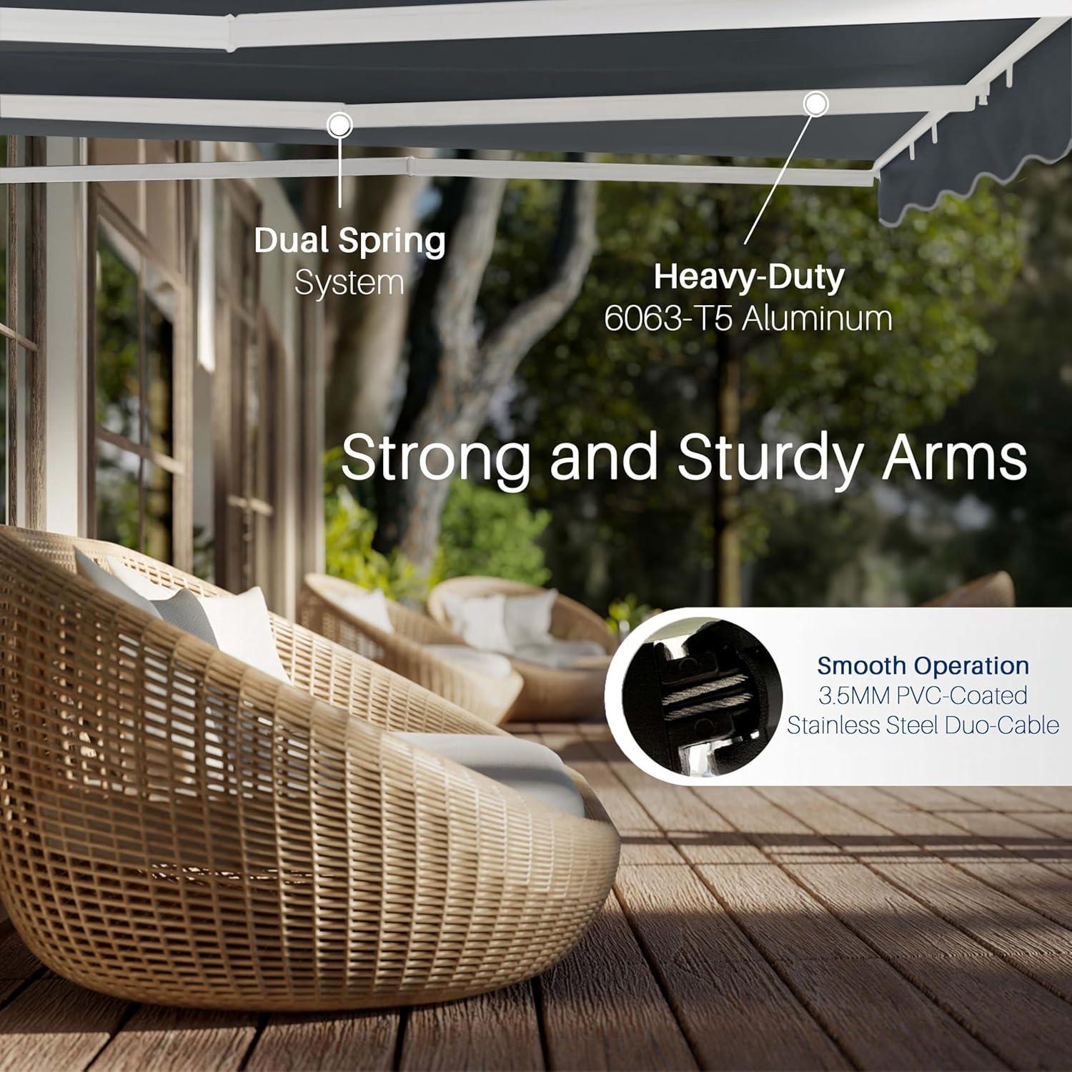 ALEKO Motorized Retractable Outdoor Awning with White Frame