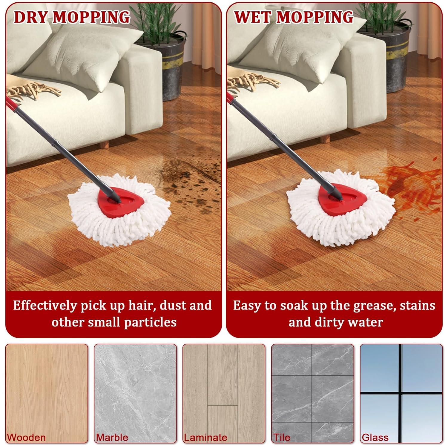6 Pack Spin Mop Refill - Replacement Head Compatible with O cedar, Microfiber Spin Mop Refills,clean the floor. Easy Floor Cleaning Mop Head Replacement - Bonison