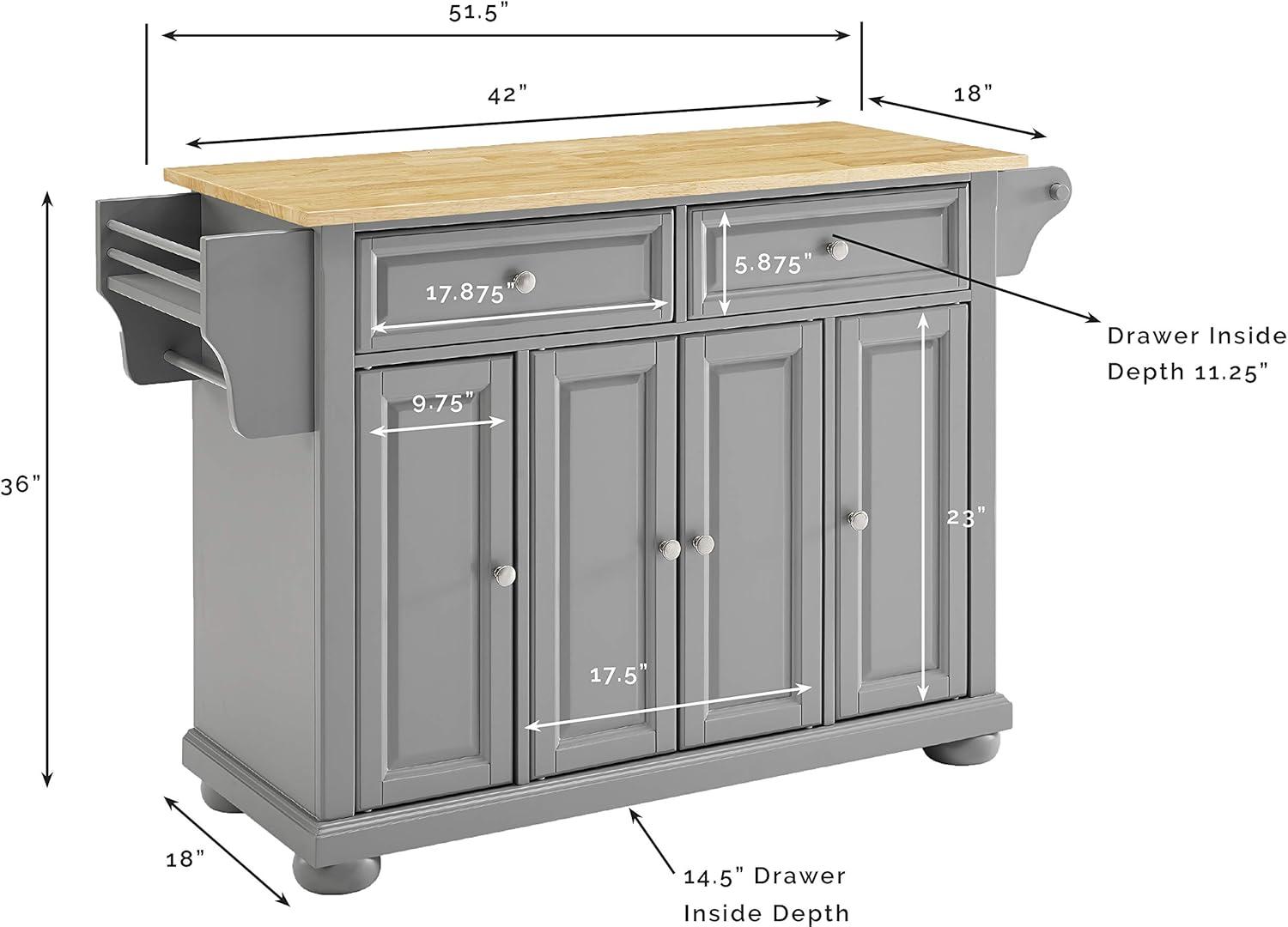 Alexandria Kitchen Island with Wood Top Vintage Gray/Natural - Crosley