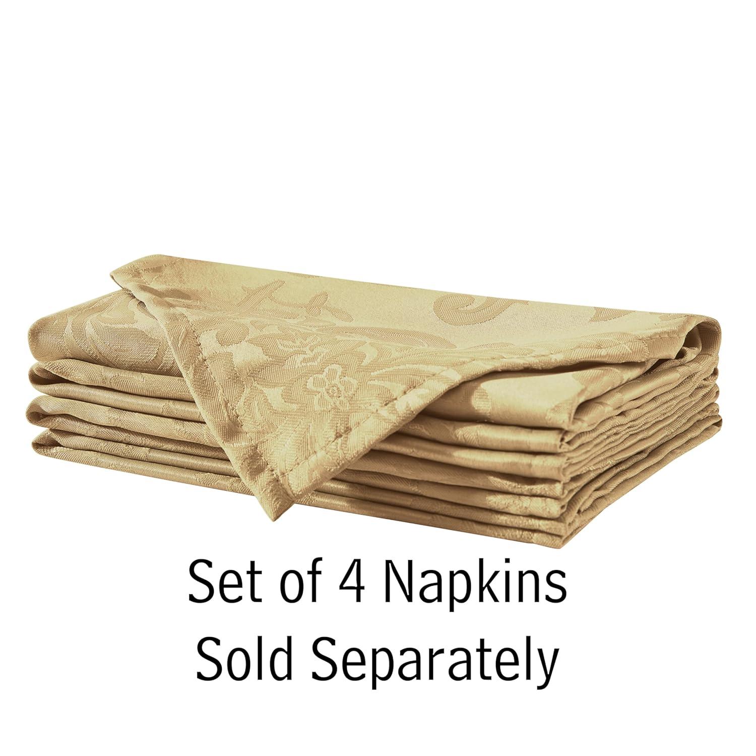 Barcelona Jacquard Damask Stain Resistant Tablecloth - 60" x 144" Rectangle - Gold - Elrene Home Fashions