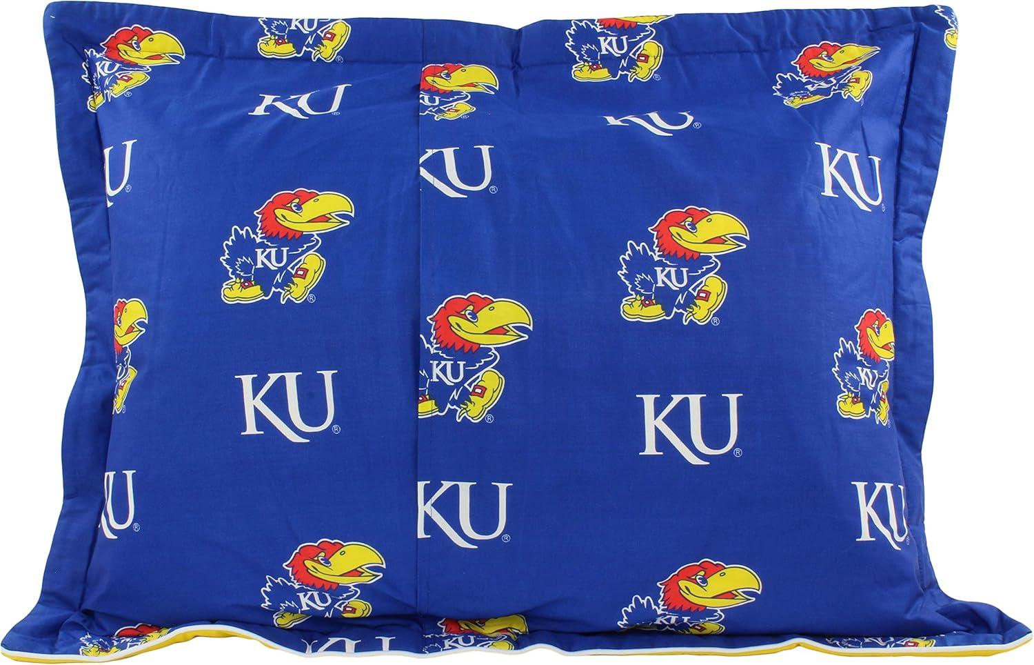 Kansas Jayhawks Blue Cotton Standard Pillow Sham