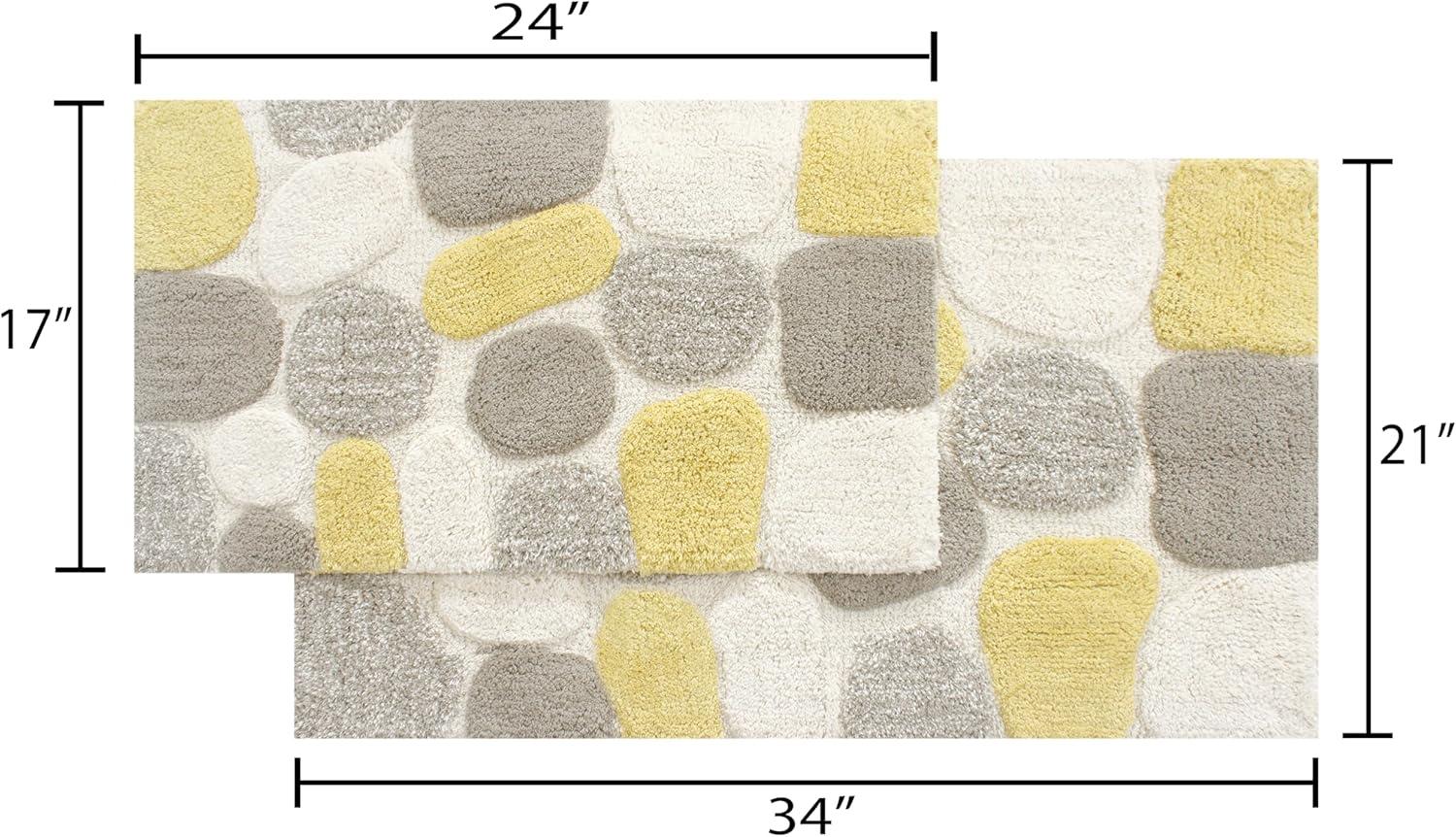 Chesapeake Plush Pebble Pattern White & Gray Polyester Bath Rug Set, 20" x 32", (2 Count)