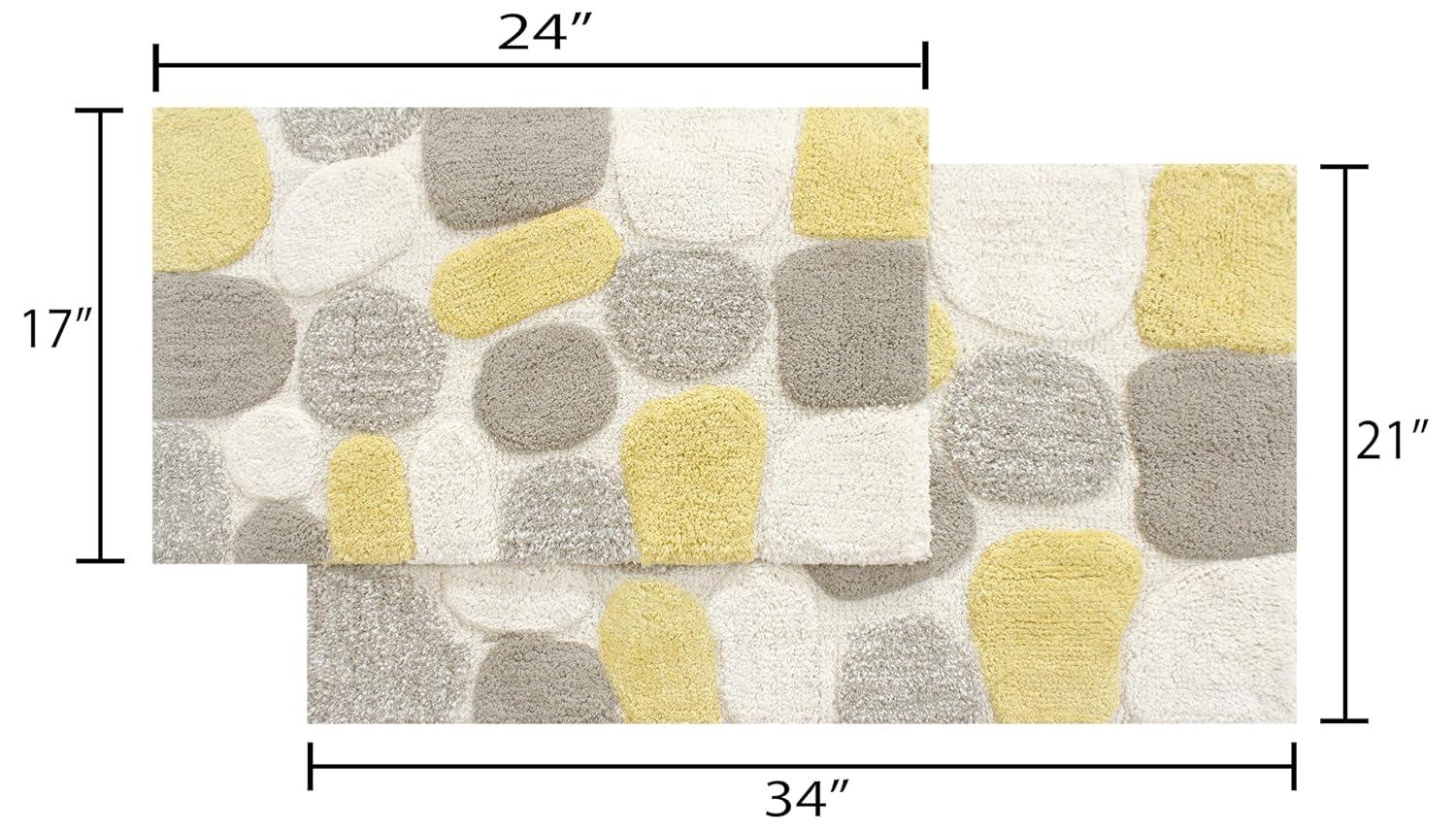 Chesapeake Plush Pebble Pattern White & Gray Polyester Bath Rug Set, 20" x 32", (2 Count)