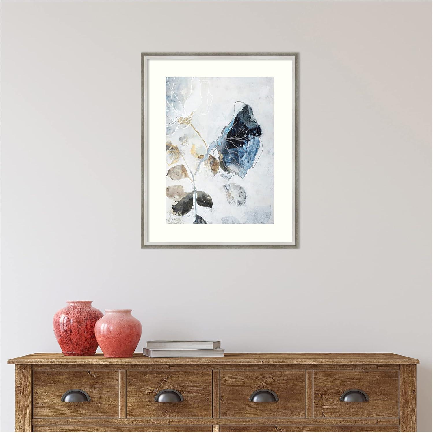 Blue and Neutral Botanic-Inspired Framed Wall Art Print