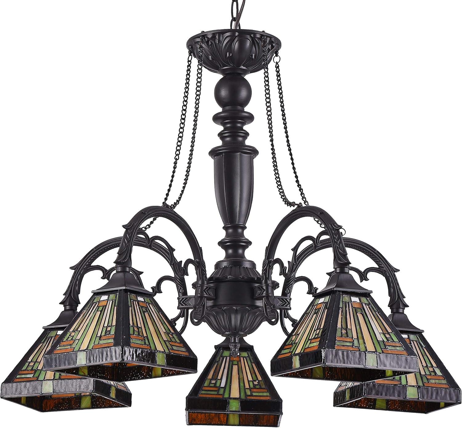 CHLOE Lighting INNES Tiffany-style 5 Light Mission Large Chandelier 27" Wide