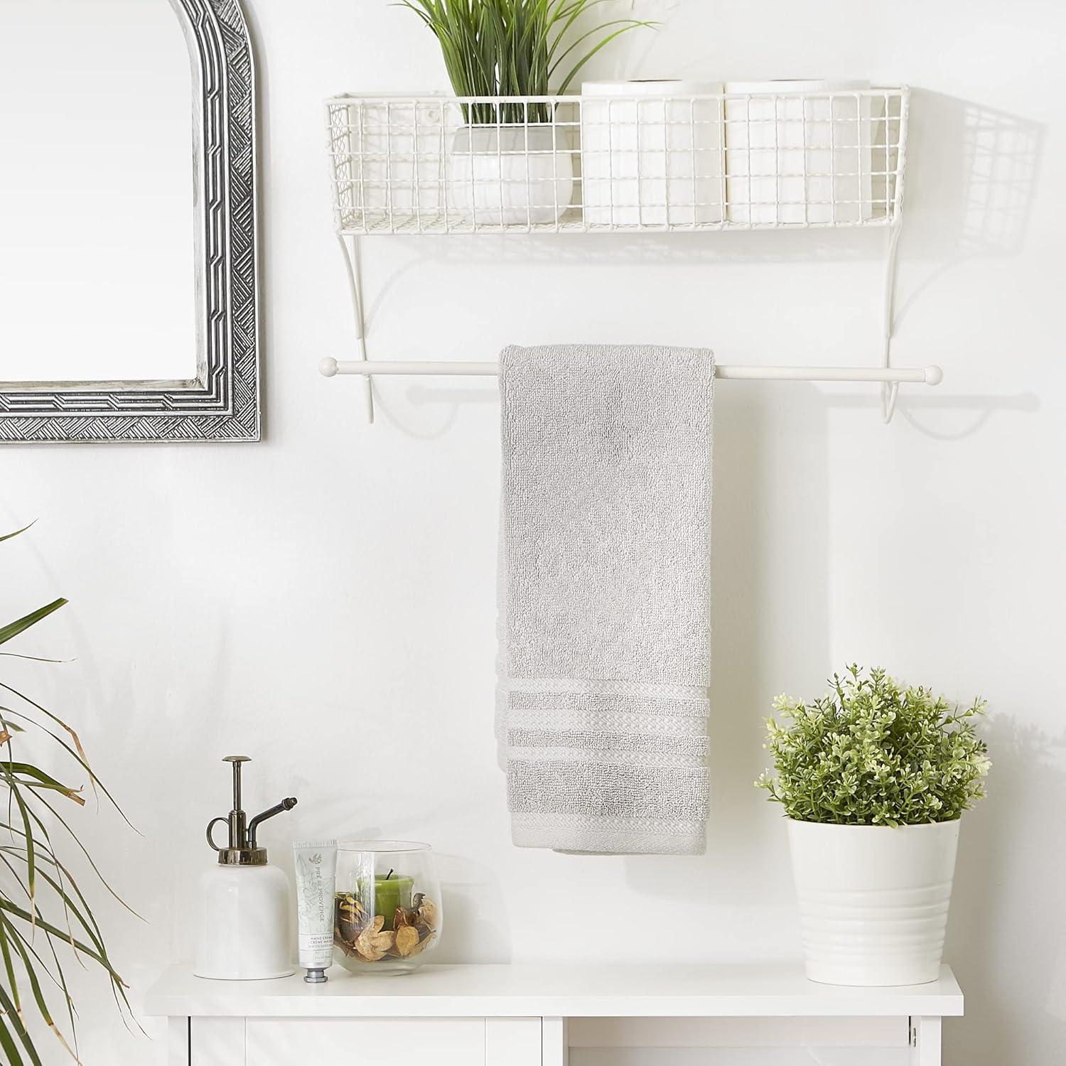 DII Rustic Farmhouse Bathroom Decor, Metal Storage, Large Towel Bar, Antique White