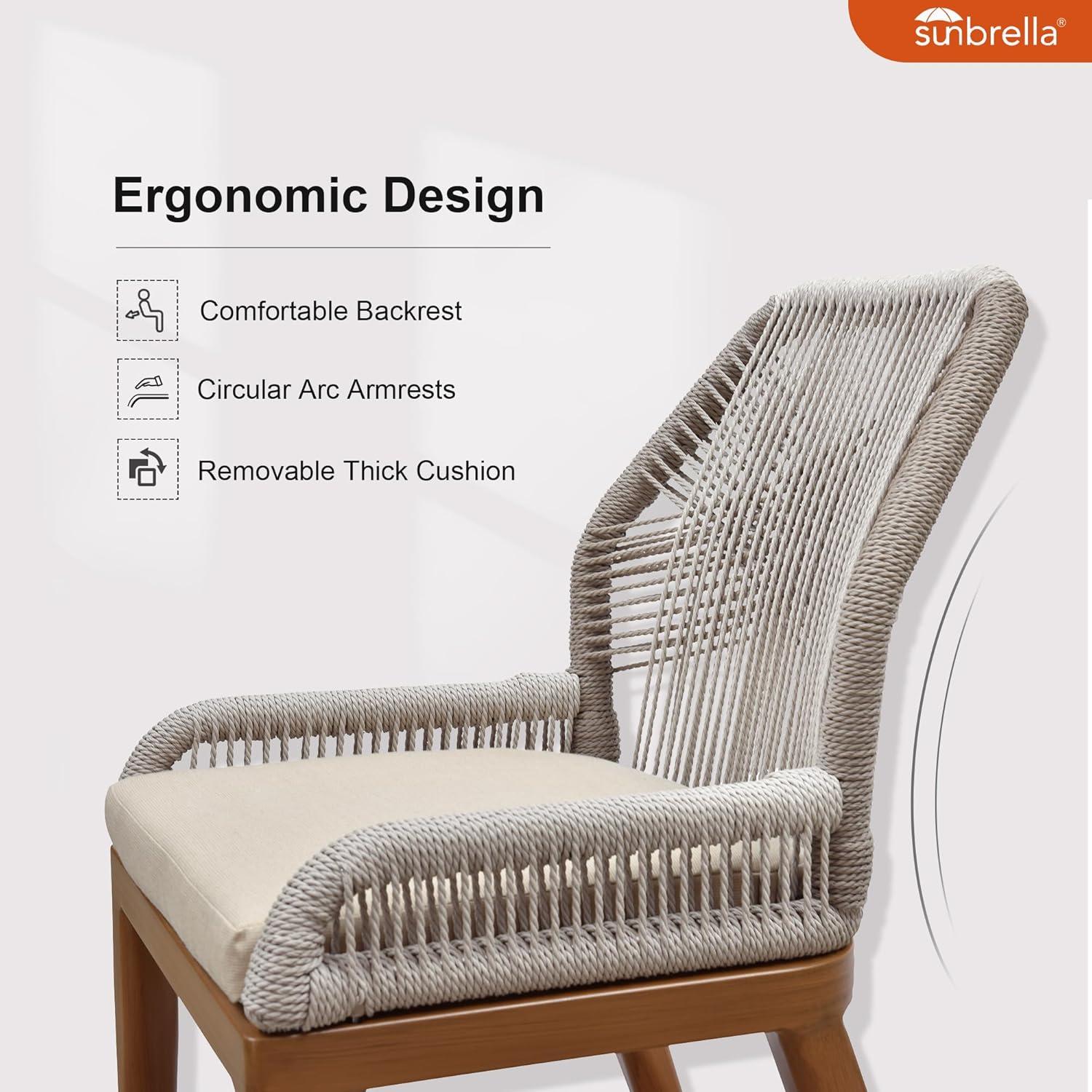 PURPLE LEAF 7 Pieces Patio Dining Set Aluminum Rectangular Table and Wicker Chairs with Cushions for Kitchen Porch Garden Modern Outdoor Furniture Sets, Beige and Dark Grey