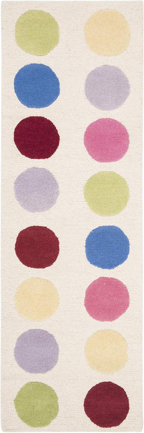 SAFAVIEH Kids Webster Polka Dots Area Rug, Ivory/Multi, 2' x 3'