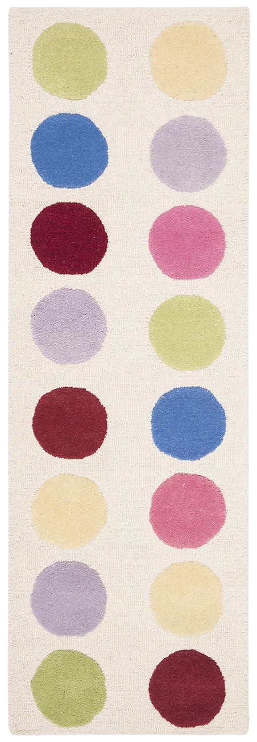 SAFAVIEH Kids Webster Polka Dots Runner Rug, Ivory/Multi, 2'3" x 7'