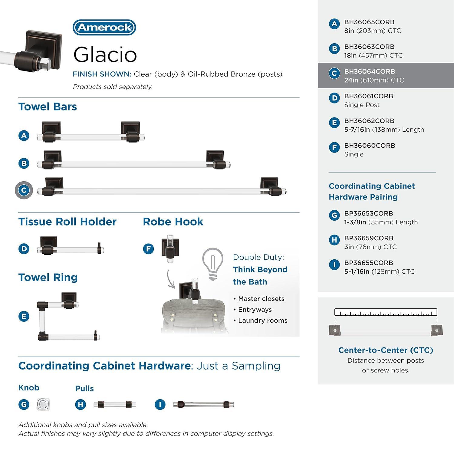 Glacio 26.25" Wall Mounted Towel Bar