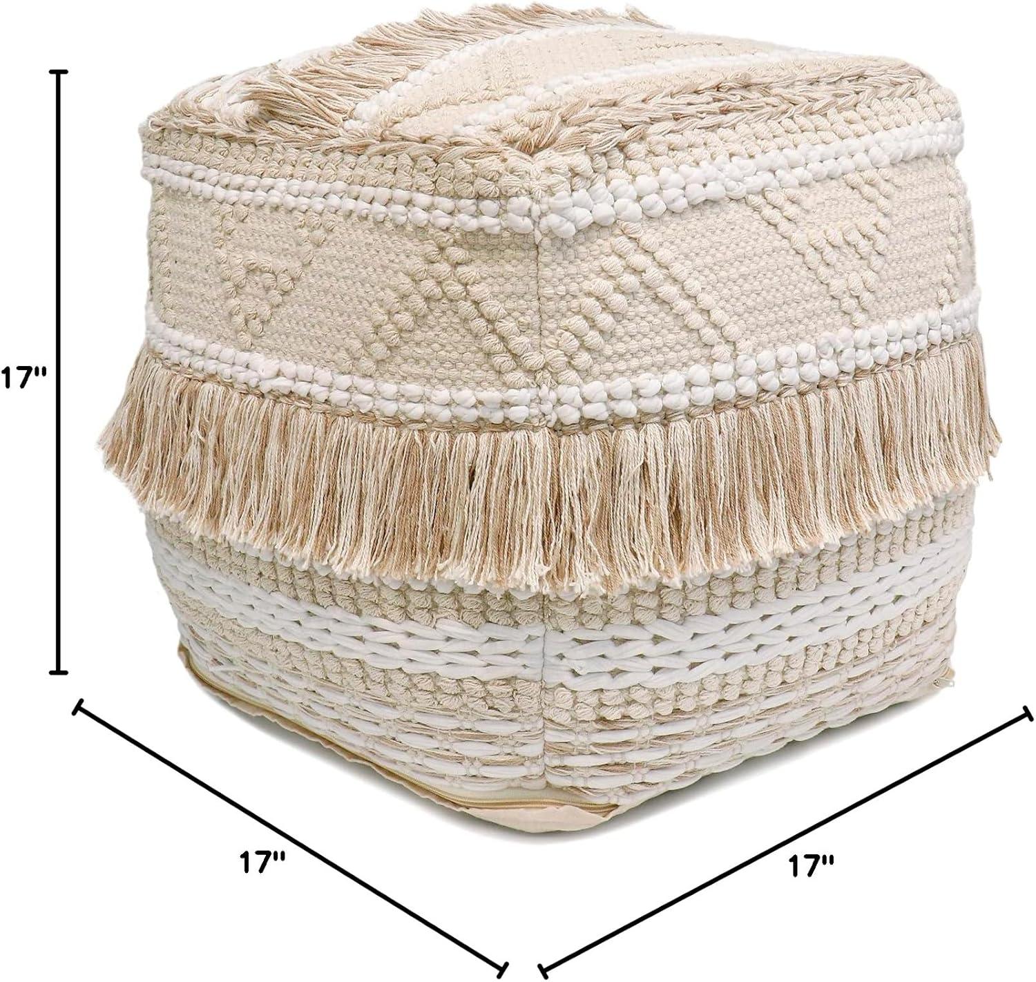 Pasargad Home Grandcanyon Cotton Braided Pouf