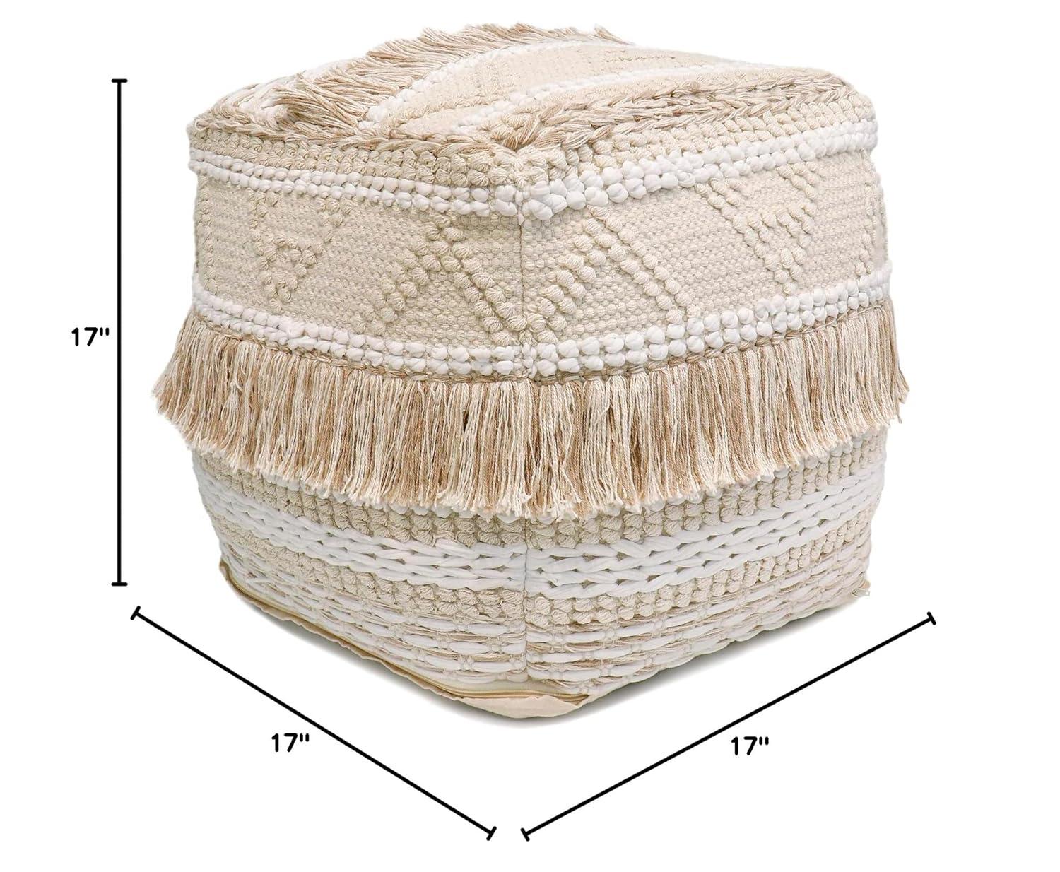 Pasargad Home Grandcanyon Cotton Braided Pouf