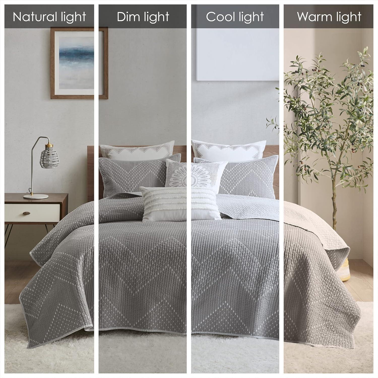 INK+IVY Pomona Winnie Embroidered Cotton 3 Piece Quilt Set