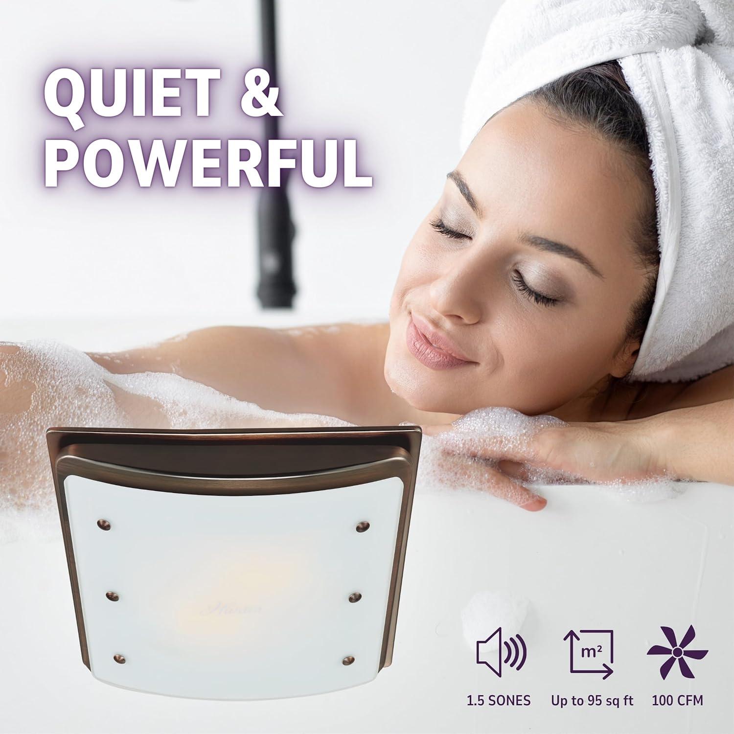 Hunter Ellipse 100 CFM Bathroom Exhaust Fan - Hunter Ceiling Fan with Light and Night Light – Bronze