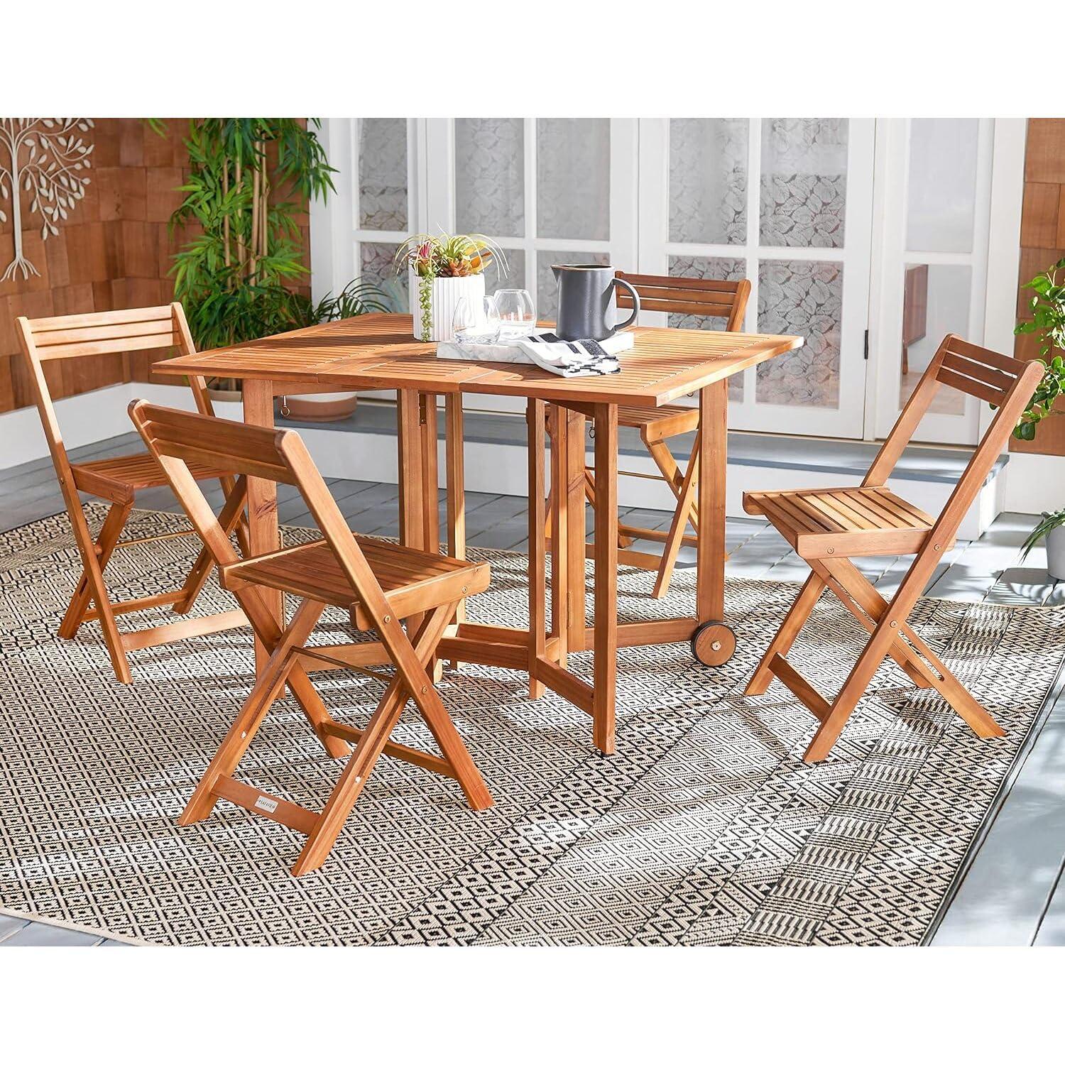 Arvin Table And 4 Chairs - Outdoor - PAT7001 - Natural - Safavieh