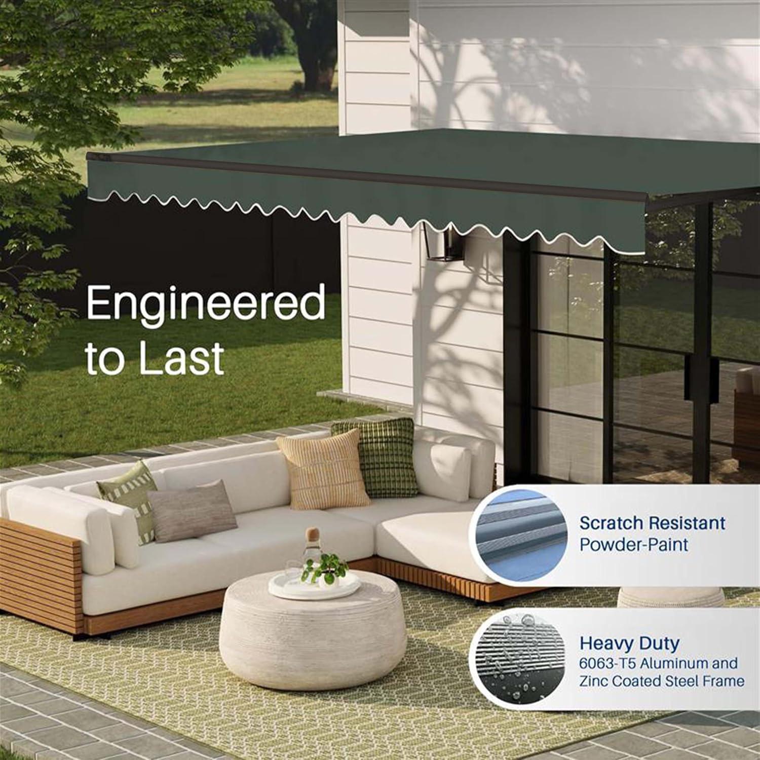 ALEKO Retractable Motorized Patio Awning – Black Frame
